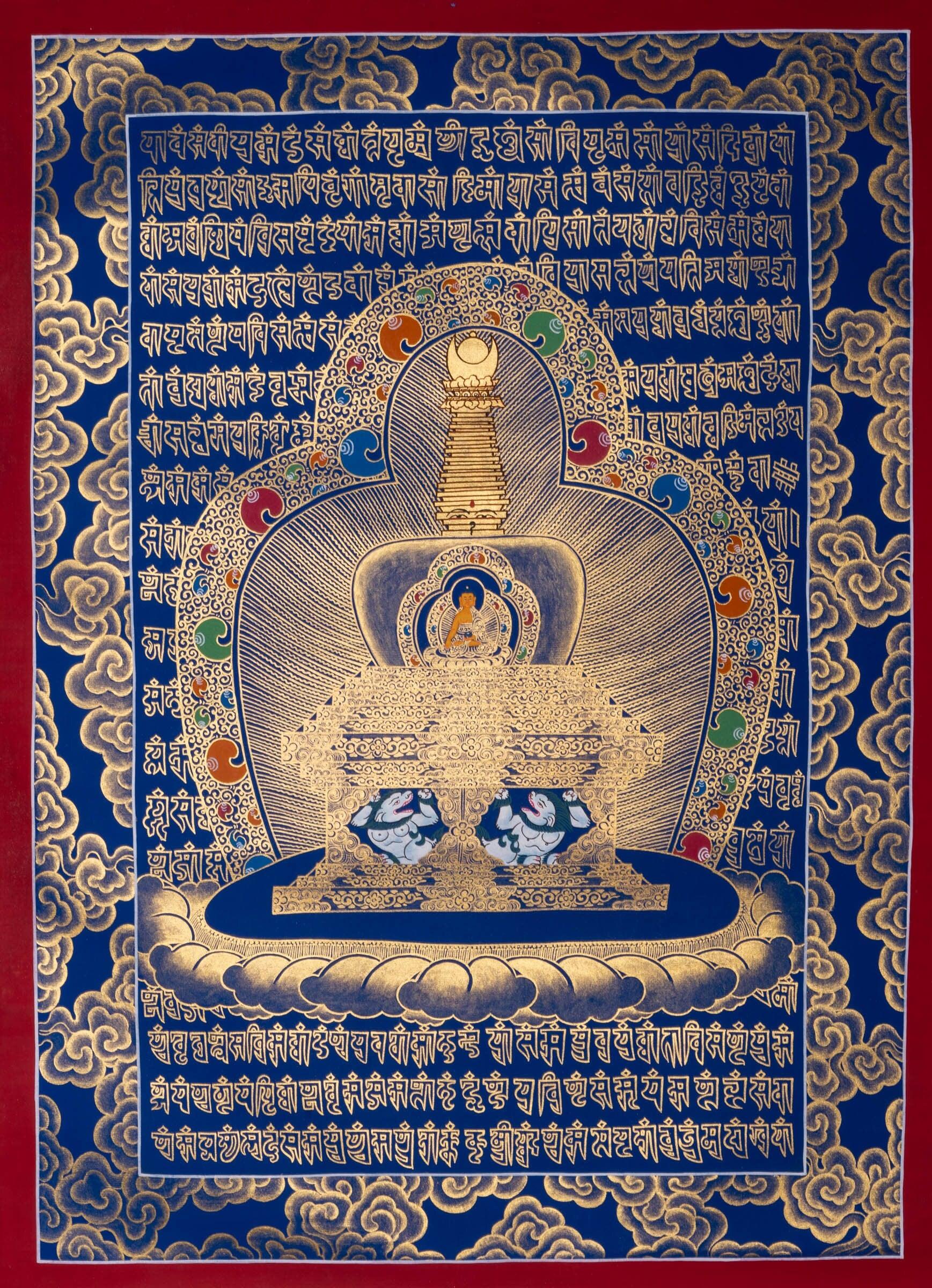Stupa Mandala Thangka Painting with Shakyamuni Buddha - Himalayas Shop