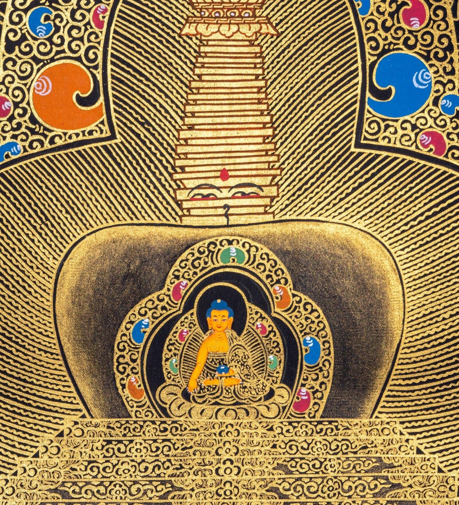 Stupa Mandala Thangka Painting with Shakyamuni Buddha - Himalayas Shop
