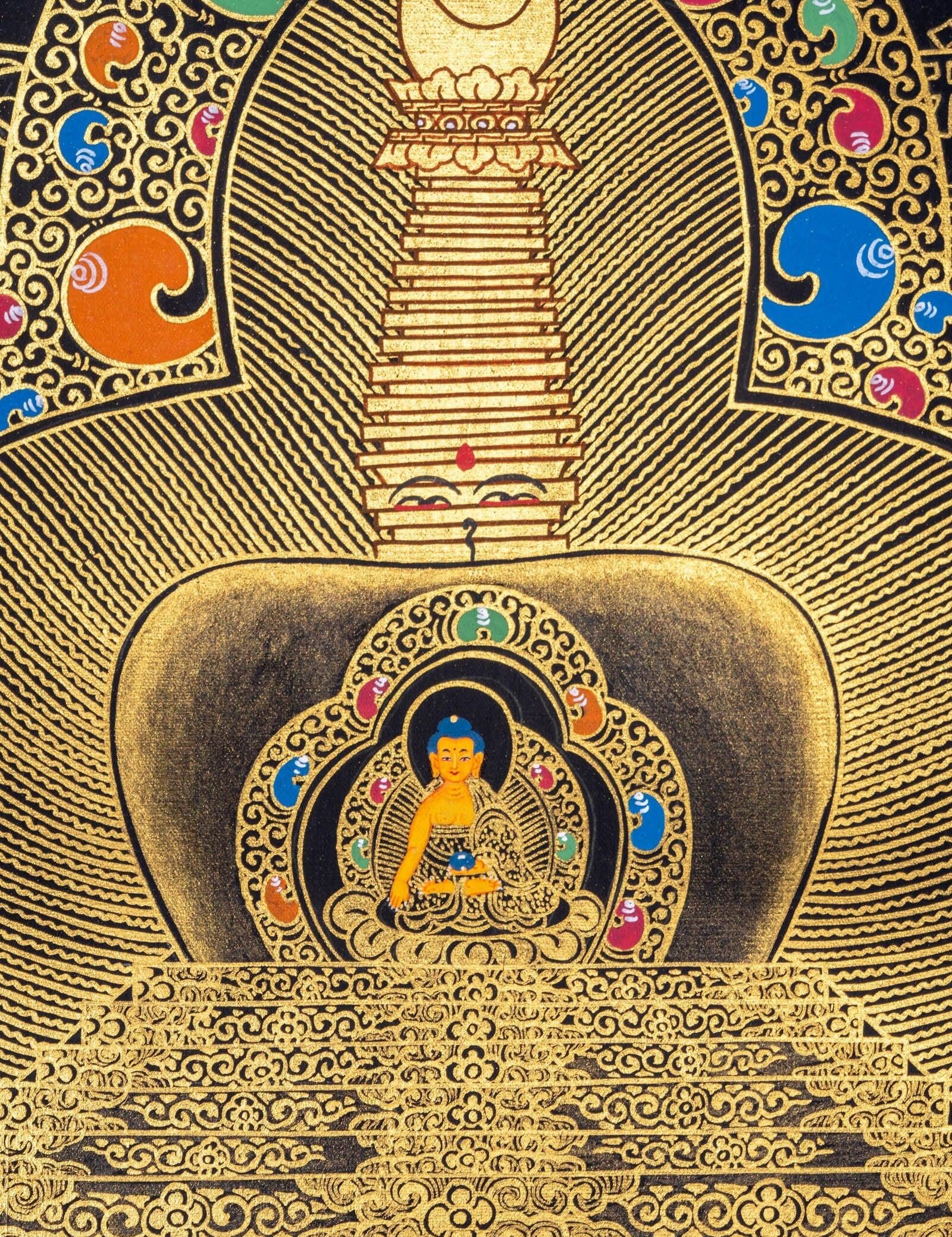 Stupa Mandala Thangka Painting with Shakyamuni Buddha - Himalayas Shop