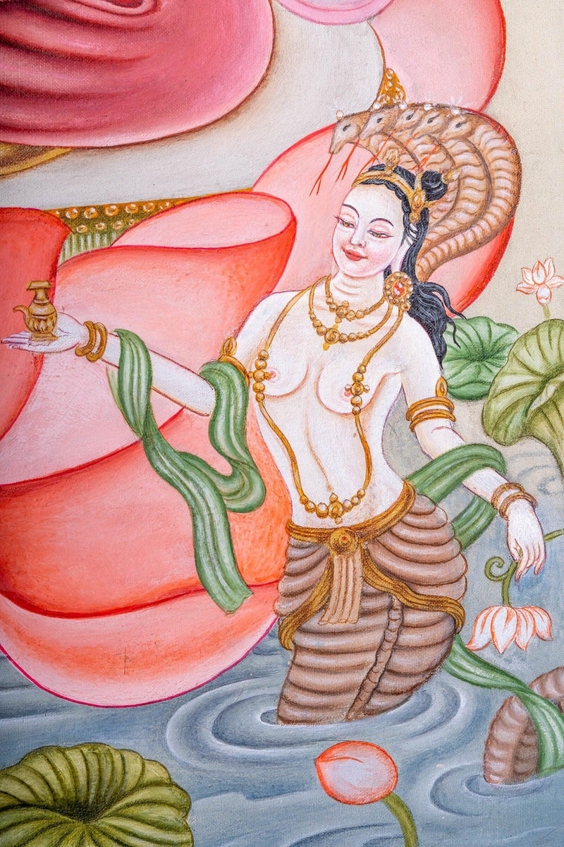 Newari White Tara Thangka Painting - Himalayas Shop