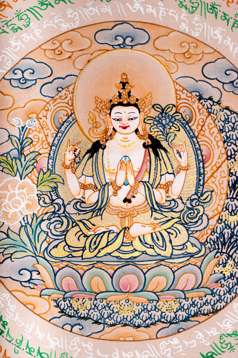 Chengresi Mantra Mandala Meditation Thangka Painting