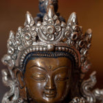 Buddhist metal sculpture Chengresi Statue silver plated small size for altar and meditation space.