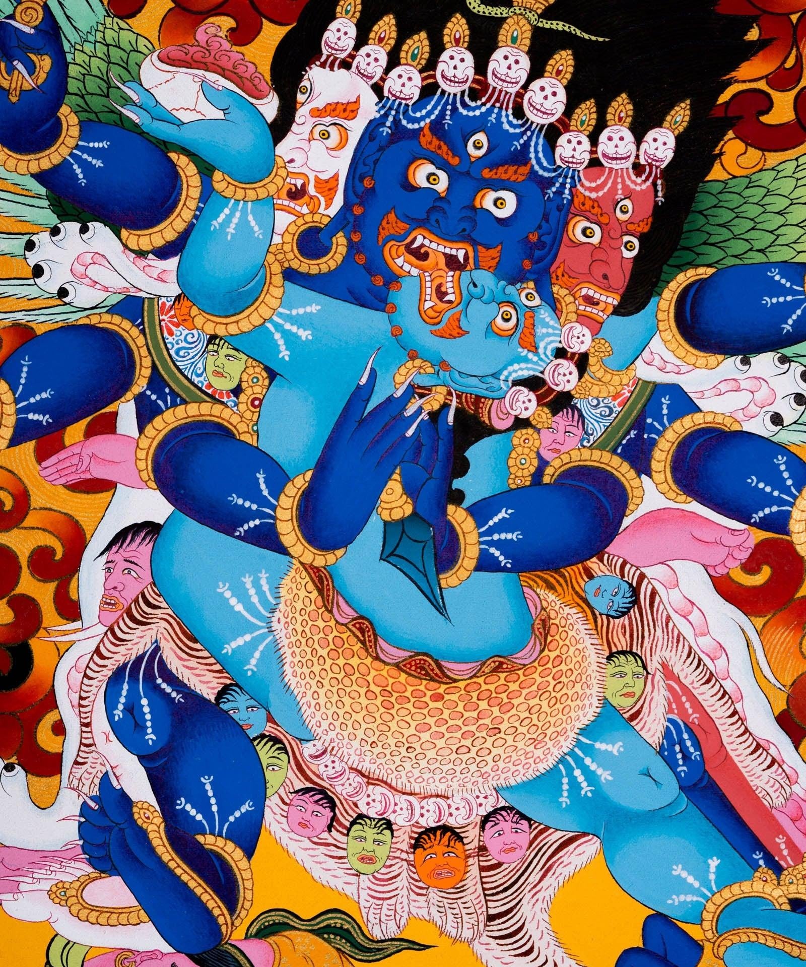 Wrathful deity - Vajrakilaya Thangka Painting