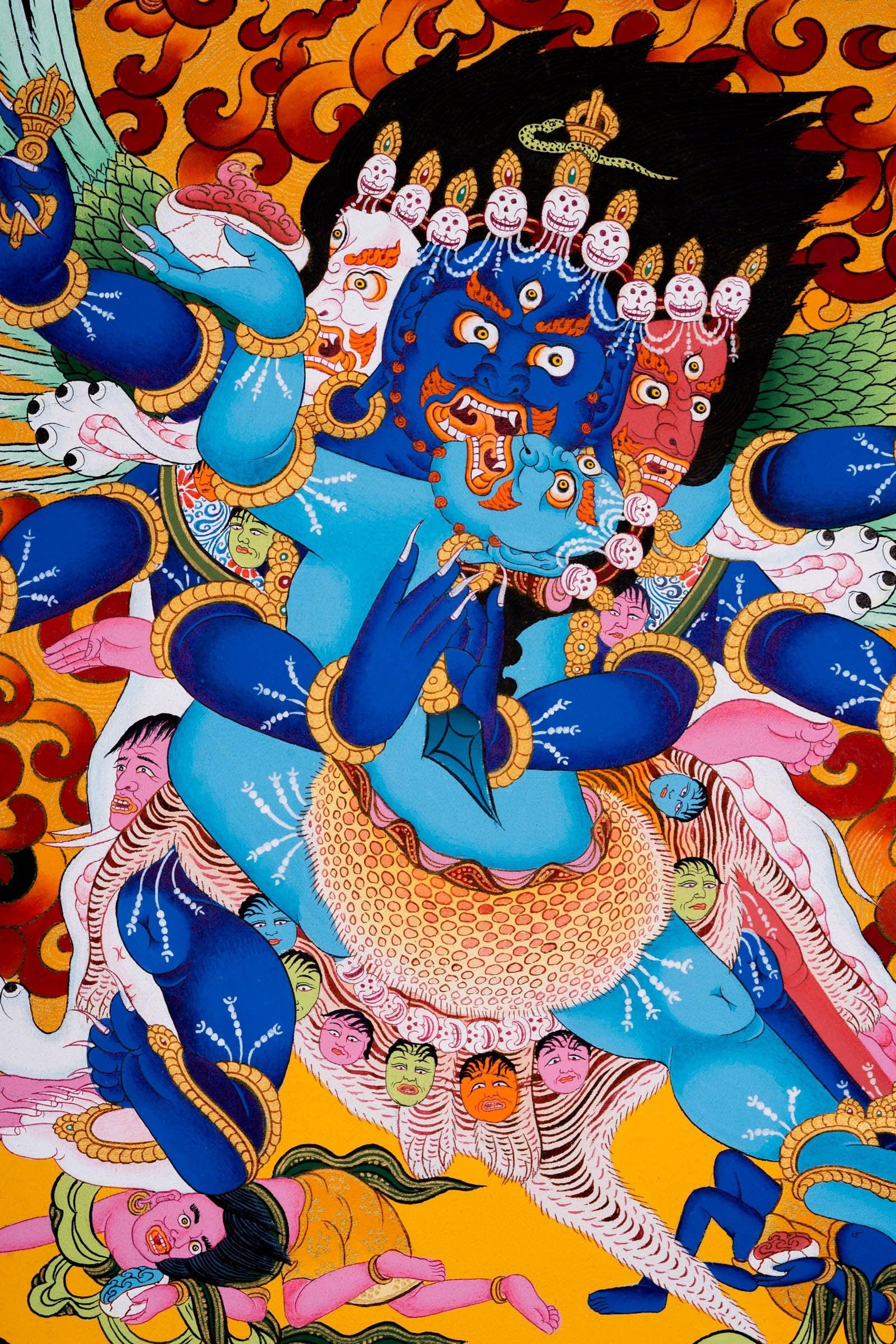 Wrathful deity - Vajrakilaya Thangka Painting