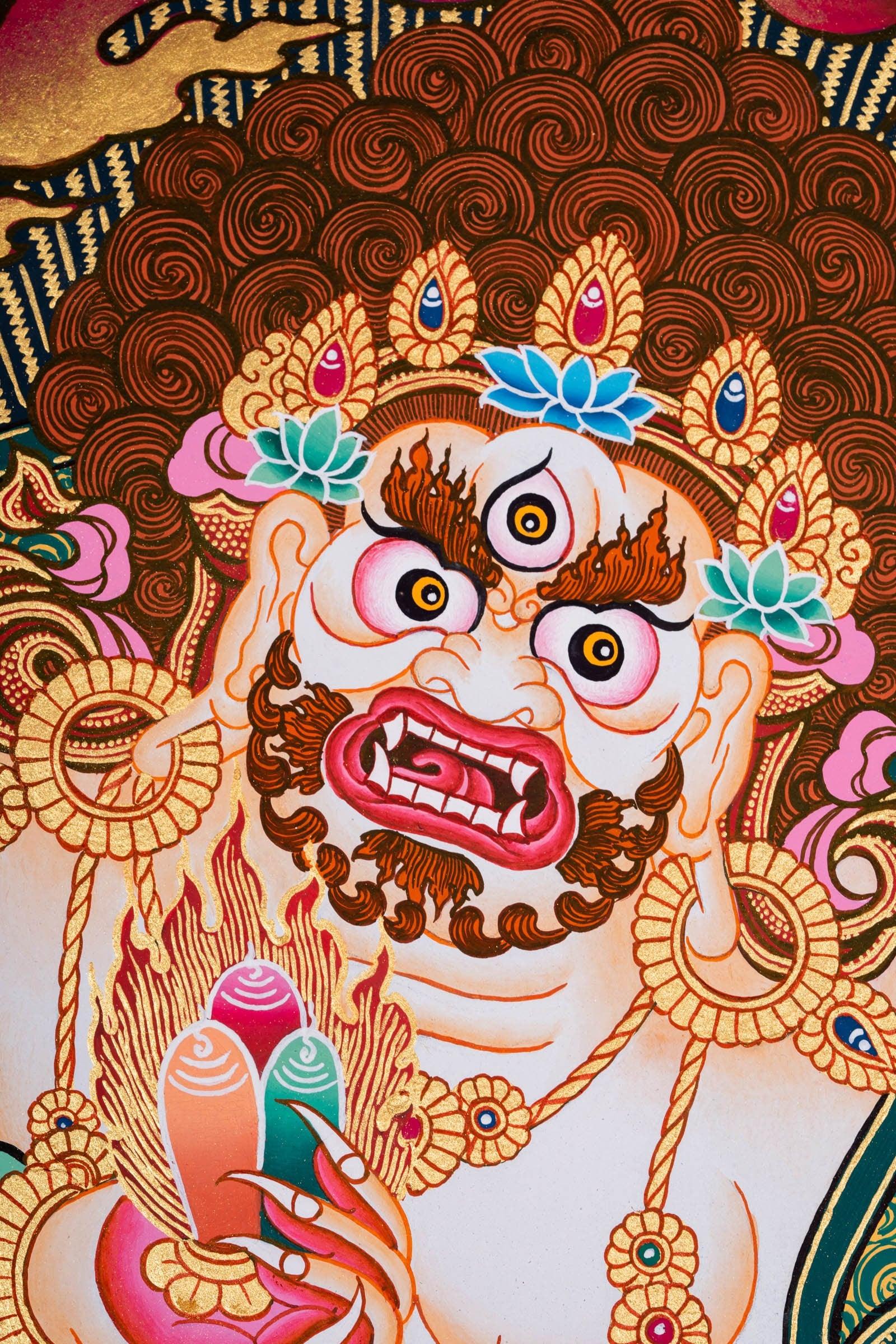 White Mahakala Thangka Painting