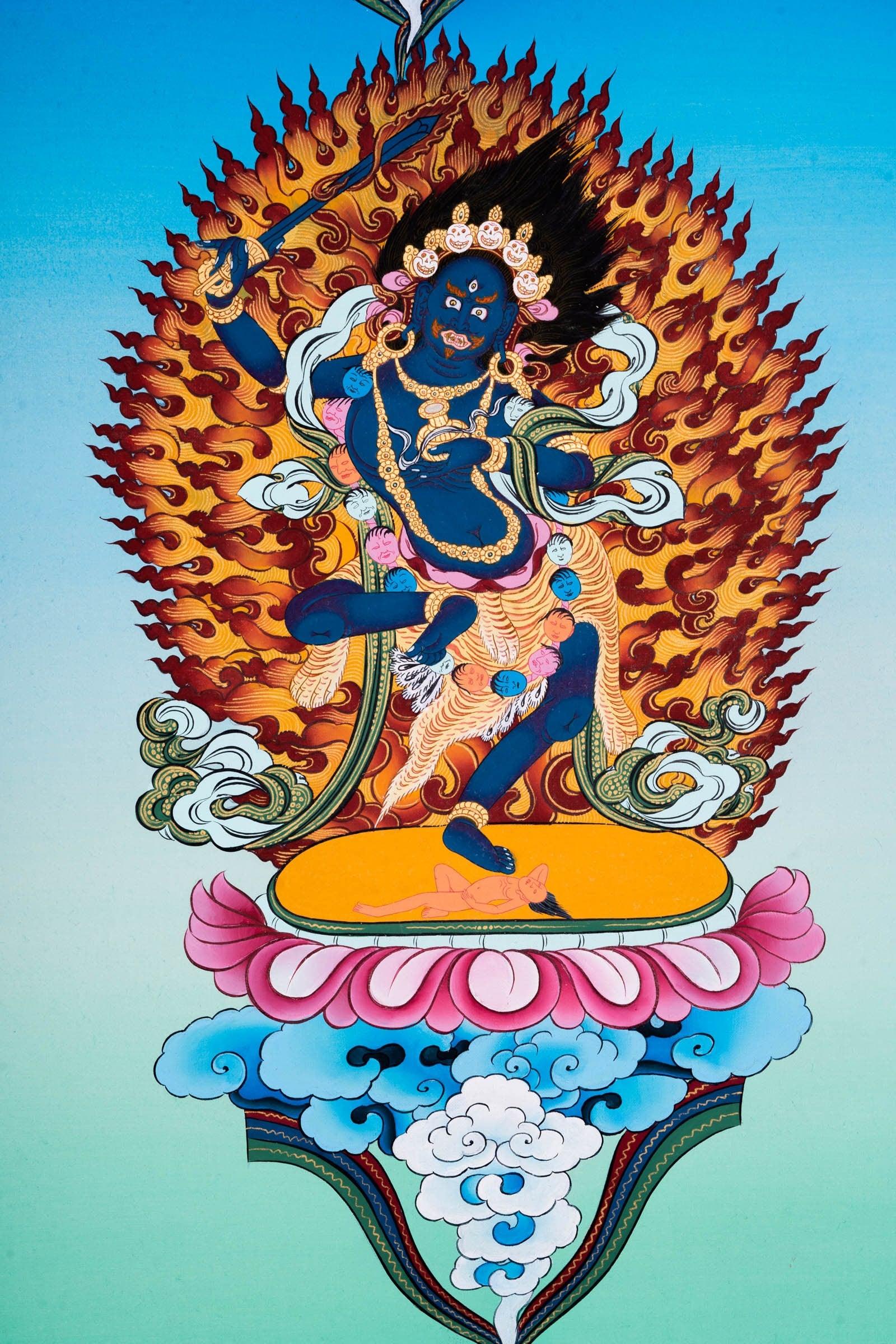 Black Manjushri Thangka Painting - Himalayas Shop