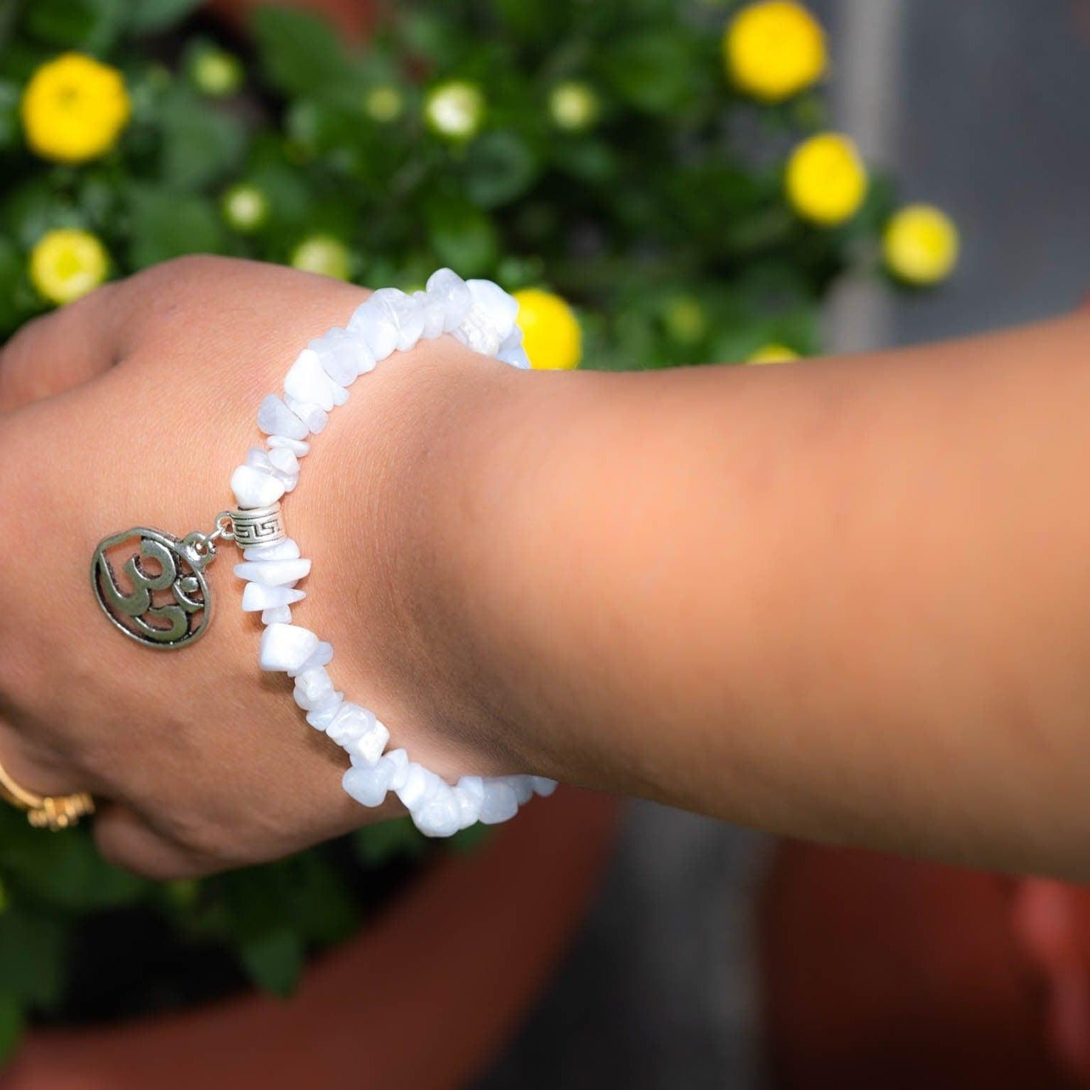 White Jade Gemstone Bead Bracelet