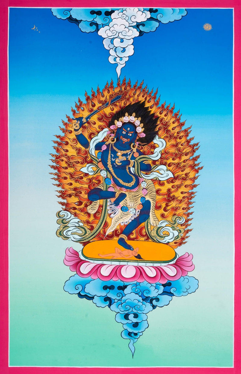 Black Manjushri Thangka Painting - Himalayas Shop