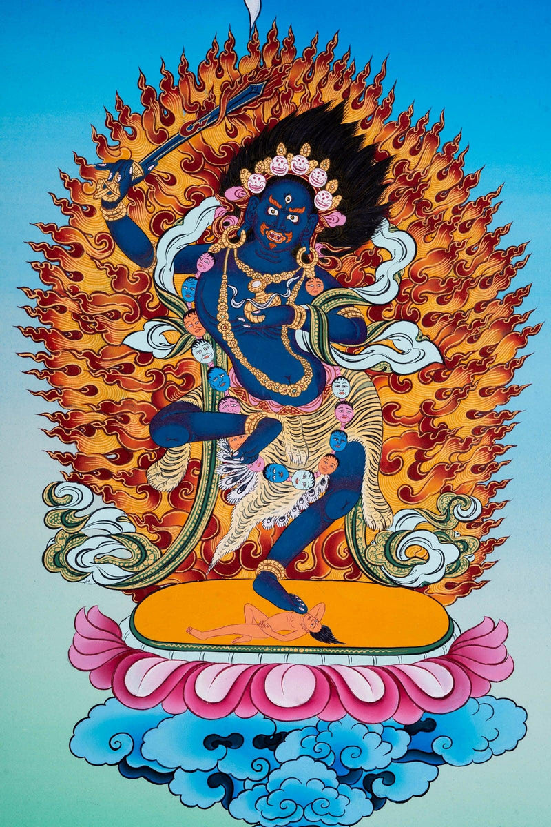 Black Manjushri Thangka Painting - Himalayas Shop