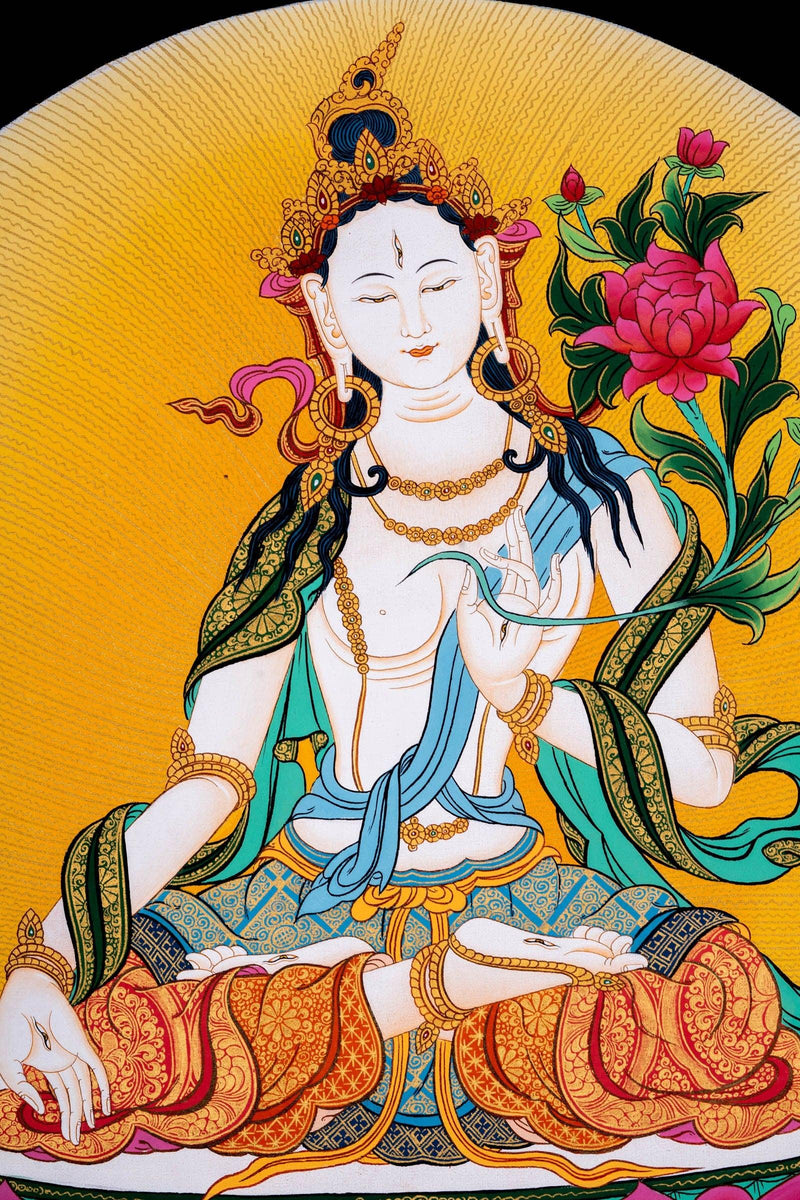 White Tara Thangka Painting