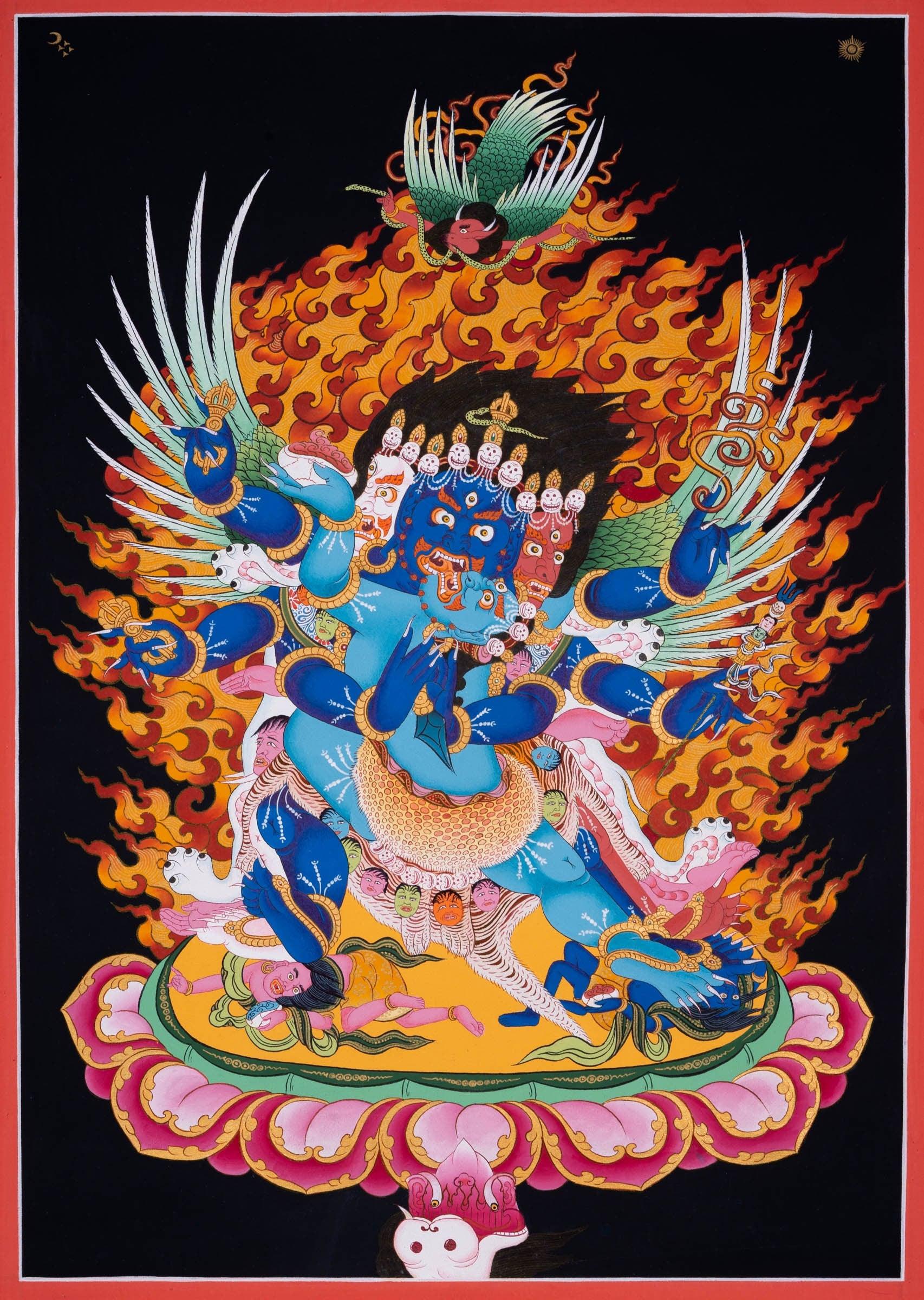 Wrathful deity - Vajrakilaya Thangka Painting