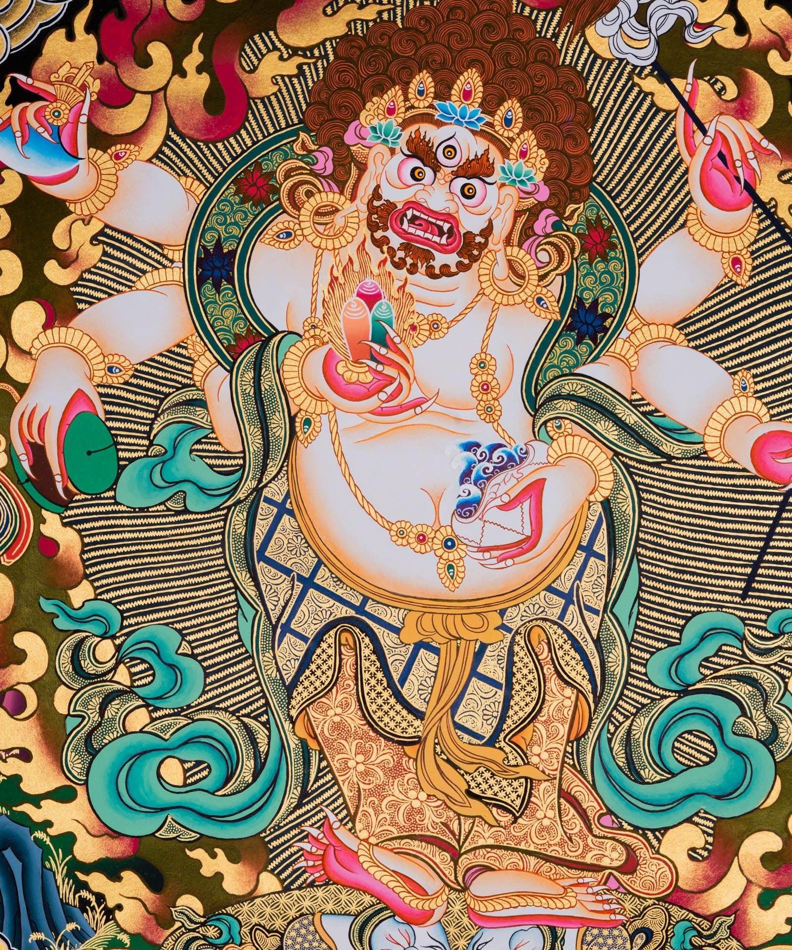 White Mahakala Thangka Painting