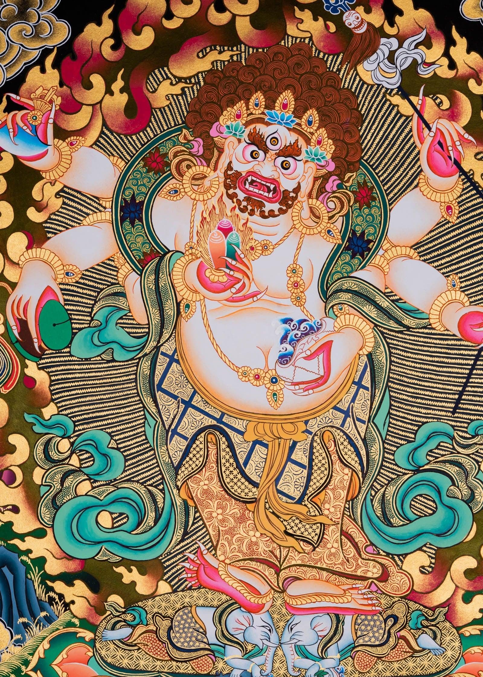 White Mahakala Thangka Painting