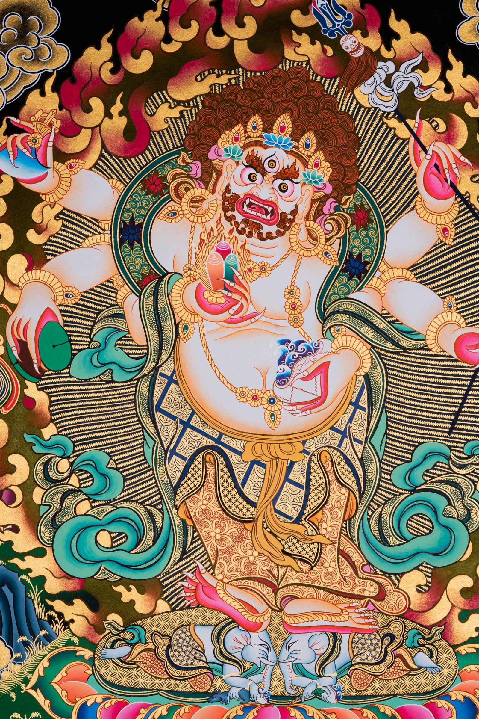 White Mahakala Thangka Painting