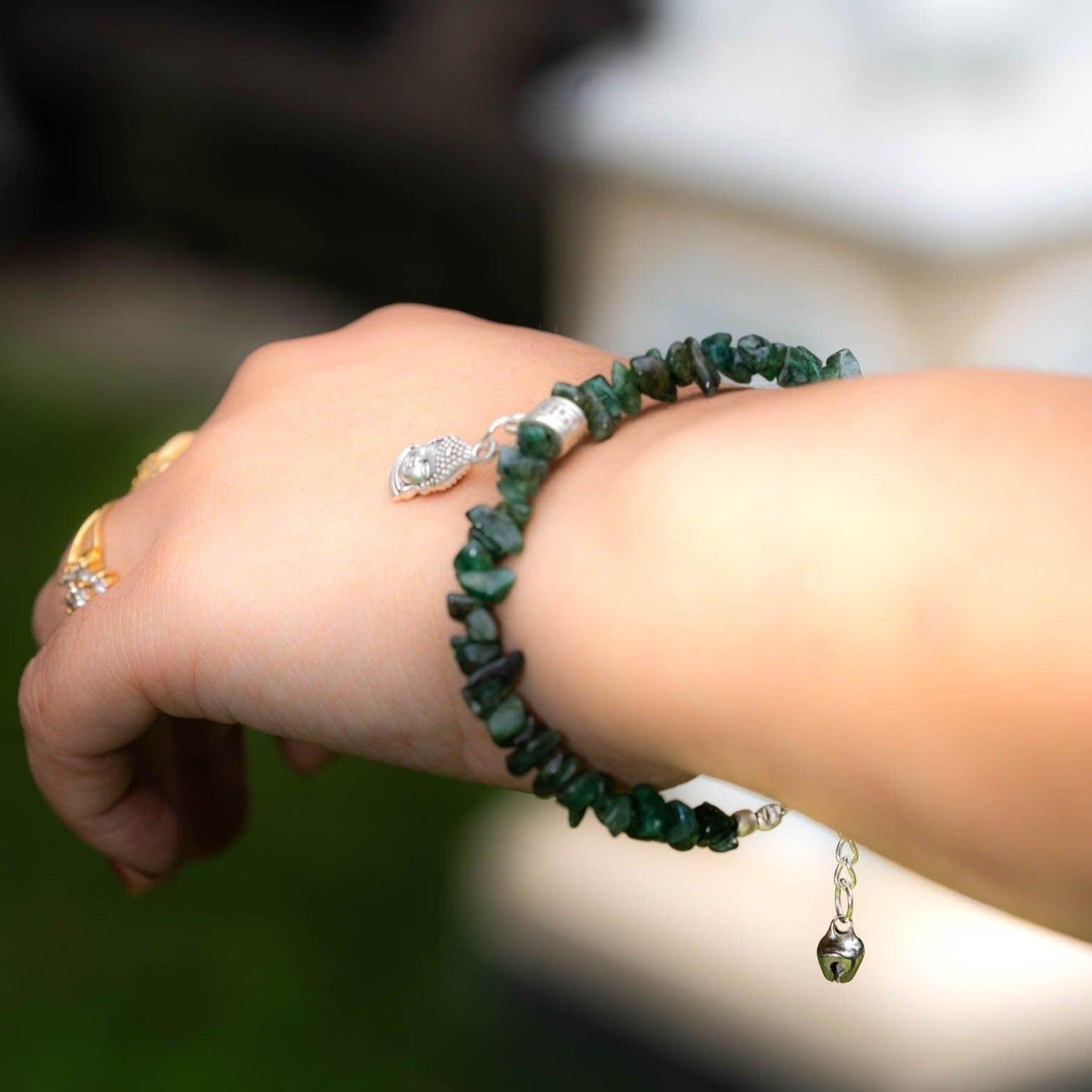 Natural Stone Emerald Chip Bracelets