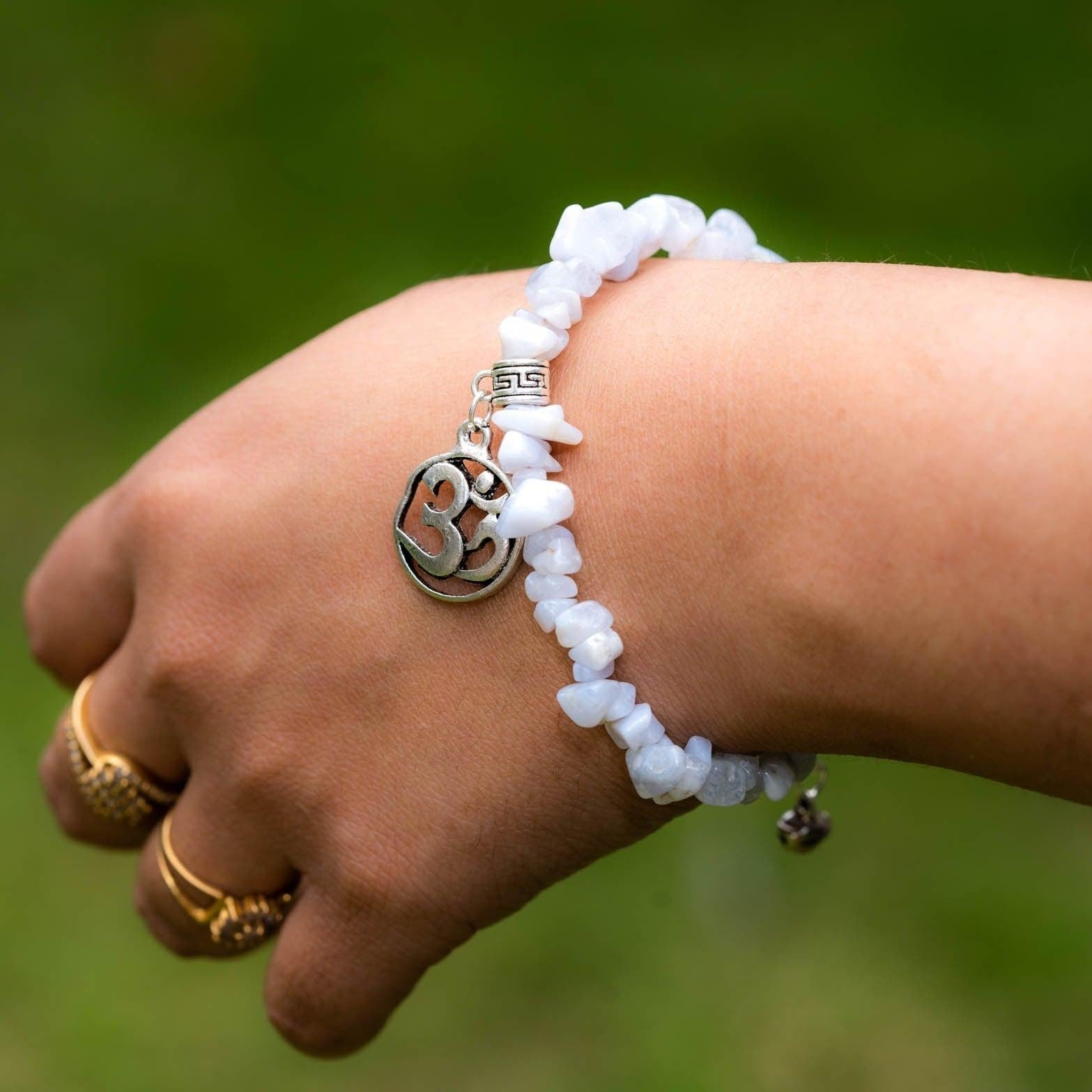 White Jade Gemstone Bead Bracelet