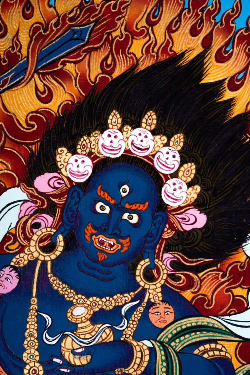 Black Manjushri Thangka Painting - Himalayas Shop
