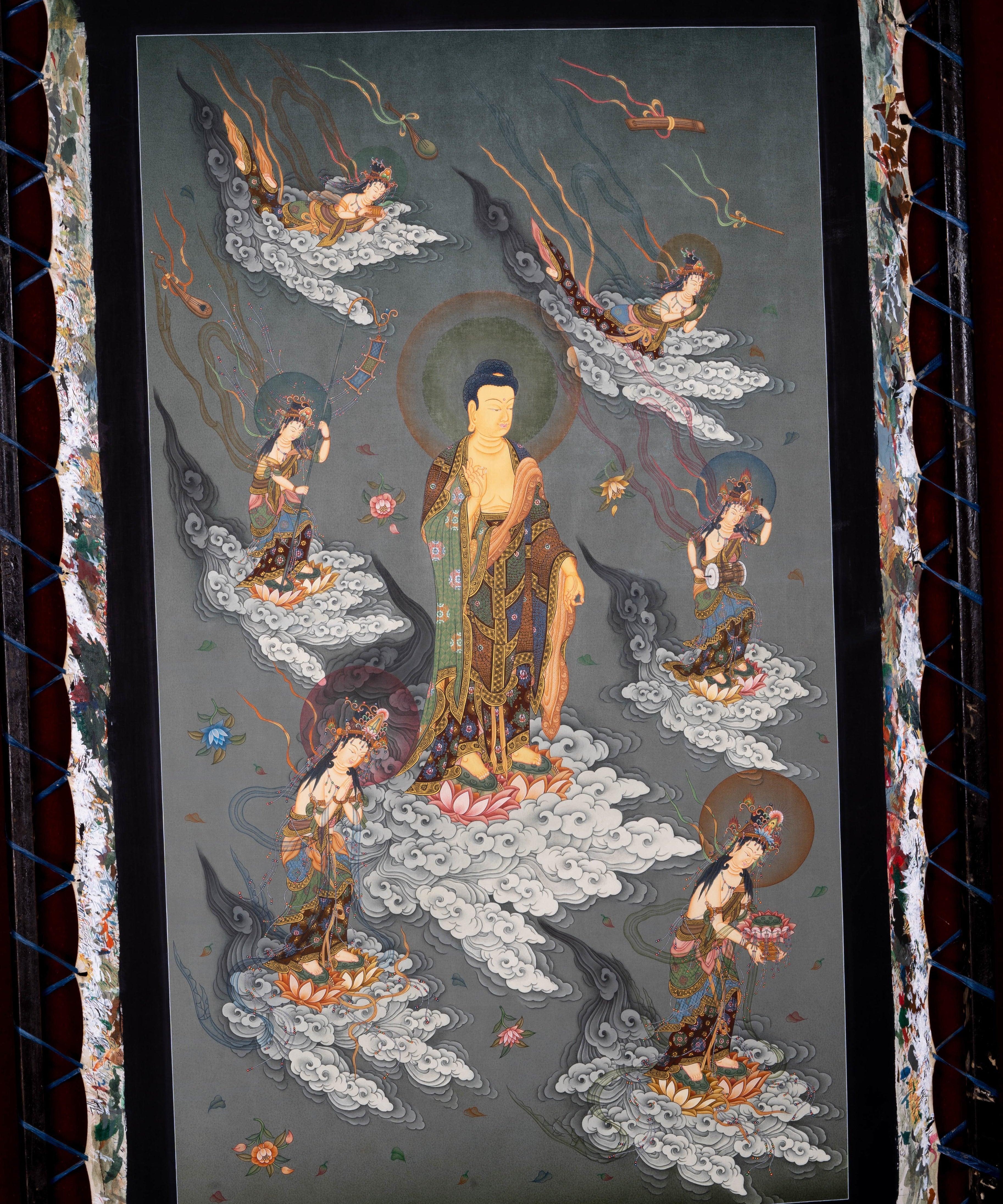 Japanese Buddha painting on cotton canvas – Handmade Thangka Painting from Nepal - HimalayasShop