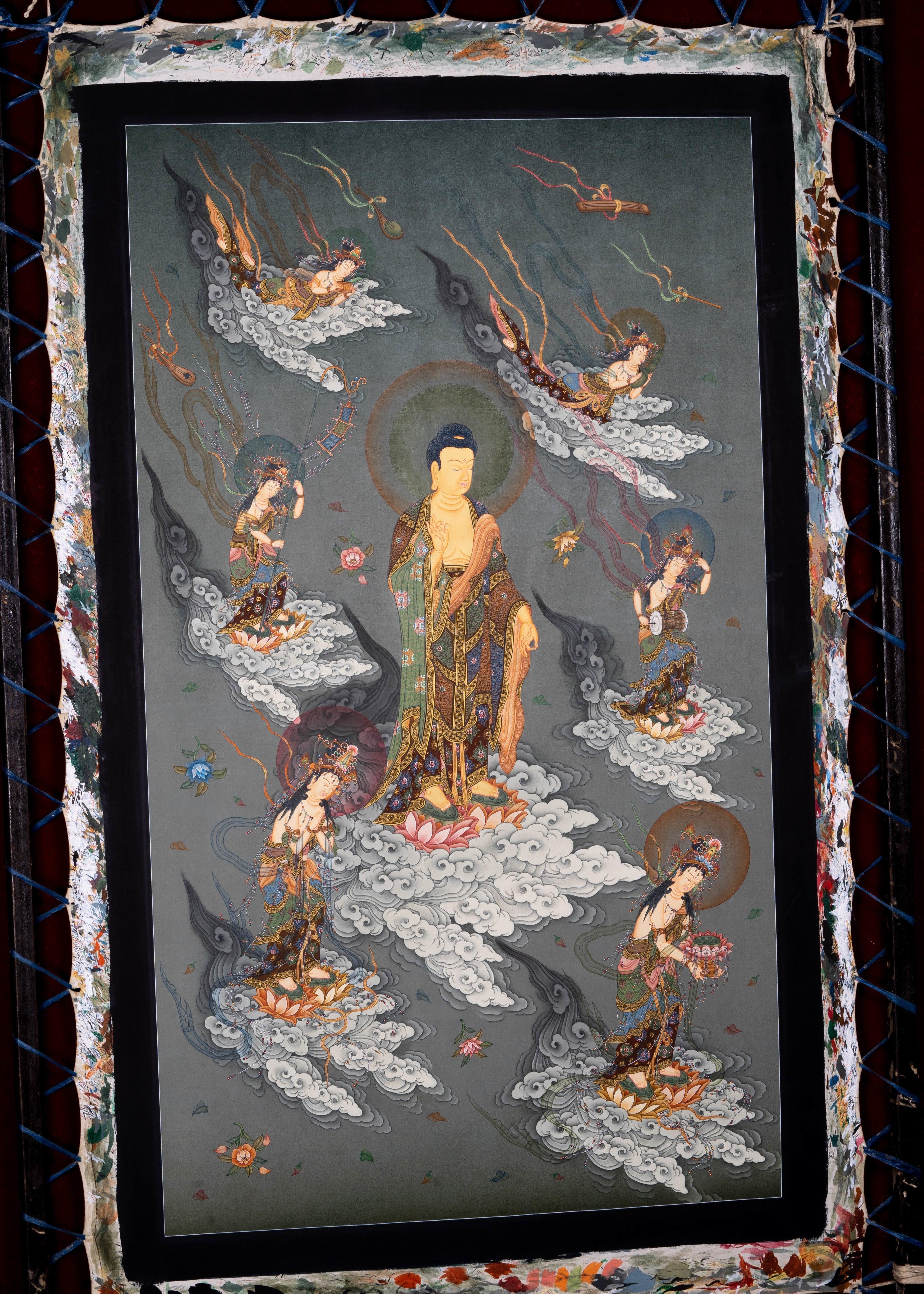 Japanese Buddha painting on cotton canvas – Handmade Thangka Painting from Nepal - HimalayasShop