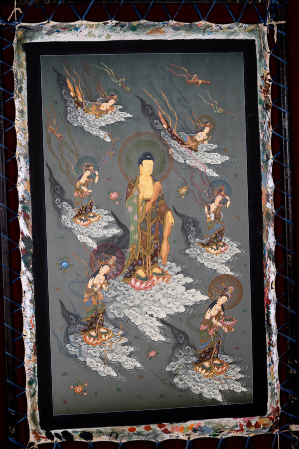 Japanese Buddha painting on cotton canvas – Handmade Thangka Painting from Nepal - HimalayasShop