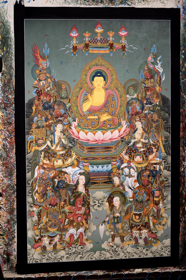 Japanese Buddha painting on cotton canvas – Handmade Thangka Painting from Nepal - HimalayasShop