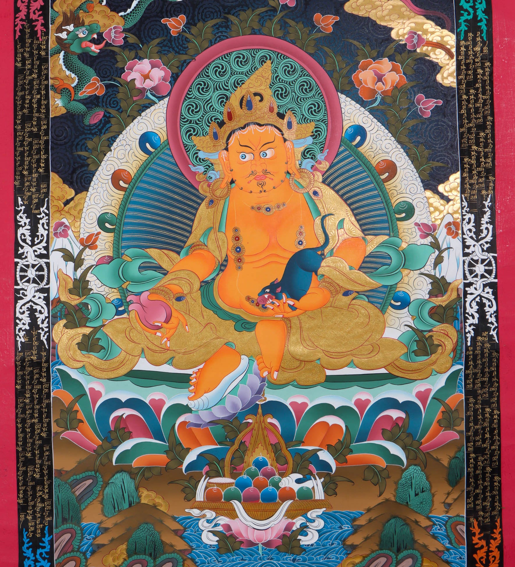 Zambala for prosperity- High Quality Thangka