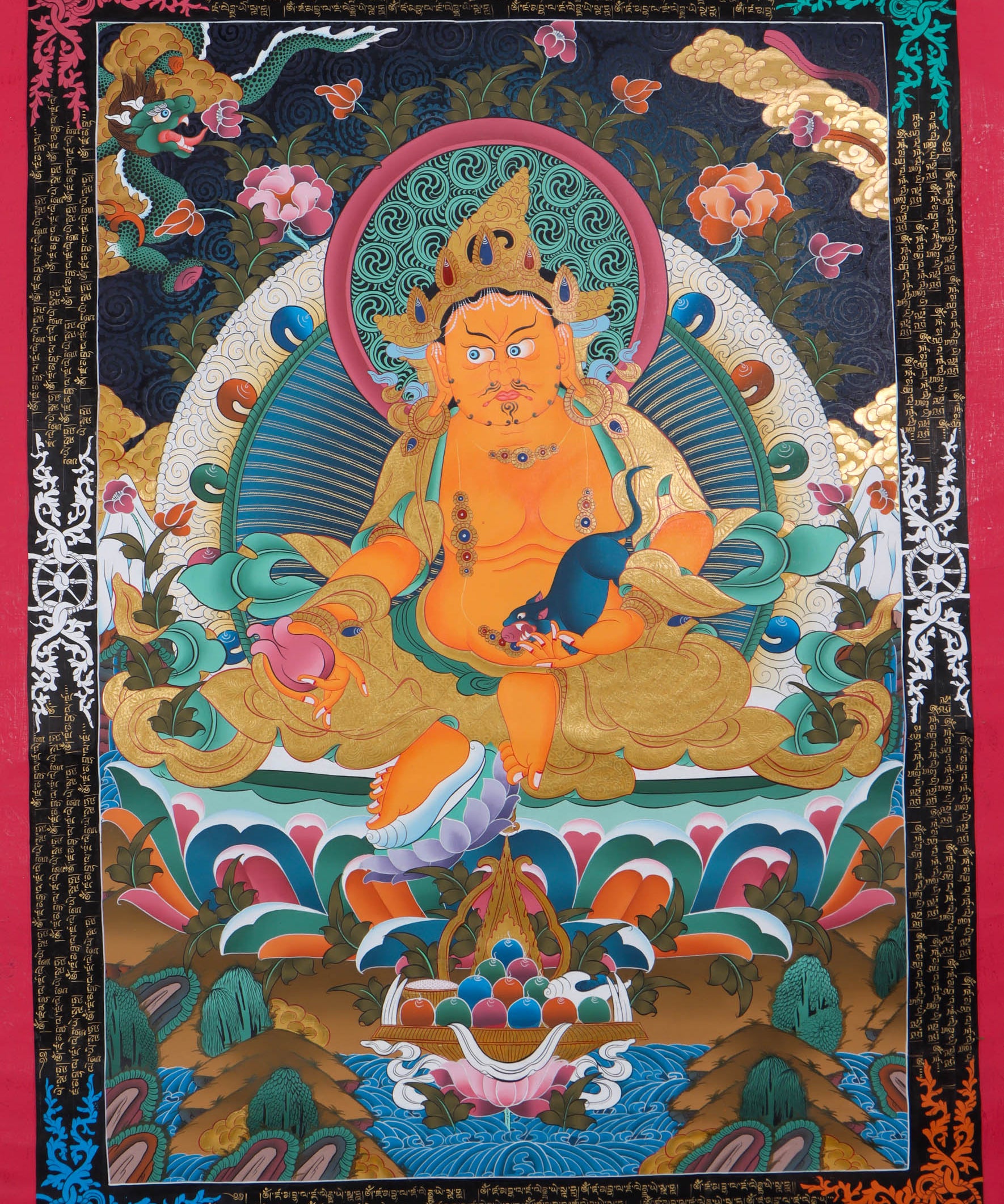 Zambala for prosperity- High Quality Thangka
