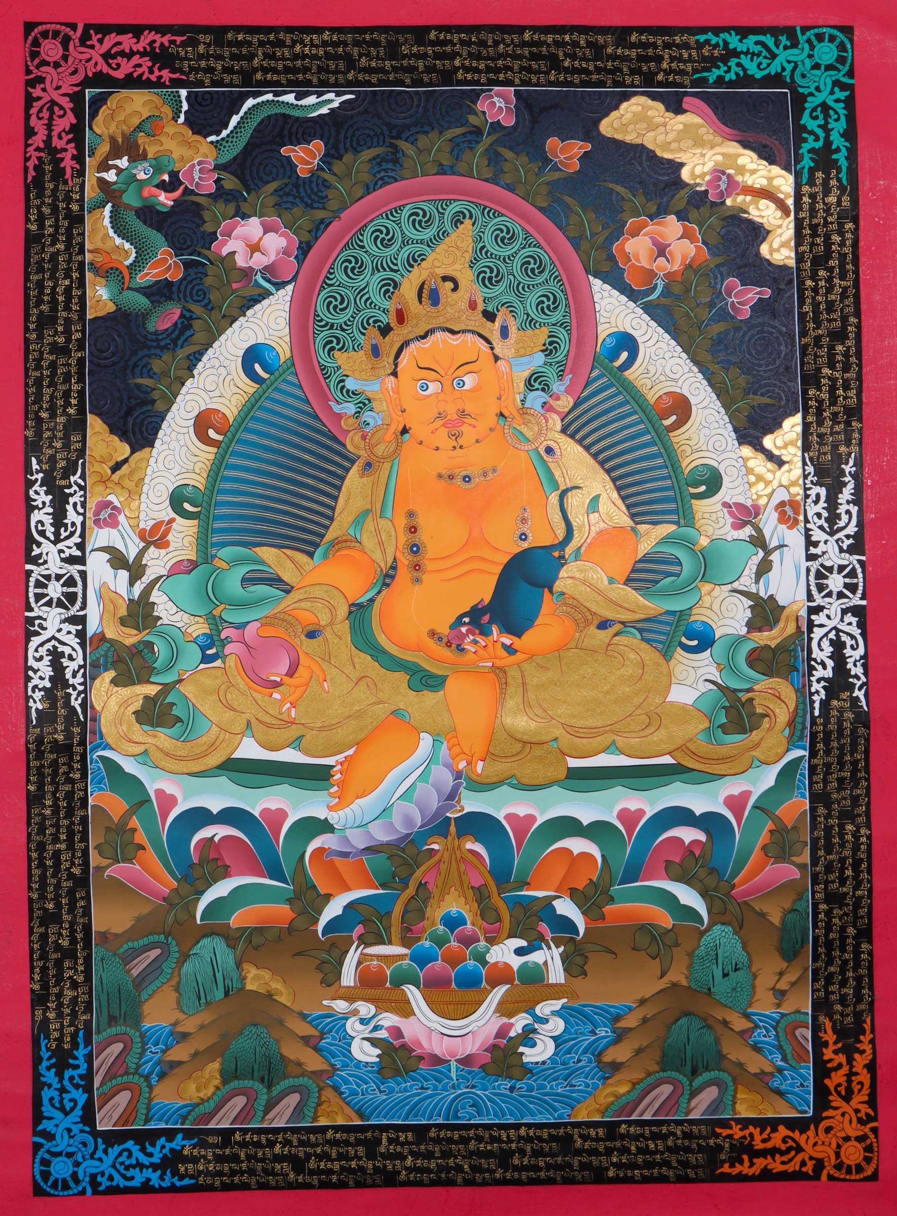 Zambala for prosperity- High Quality Thangka