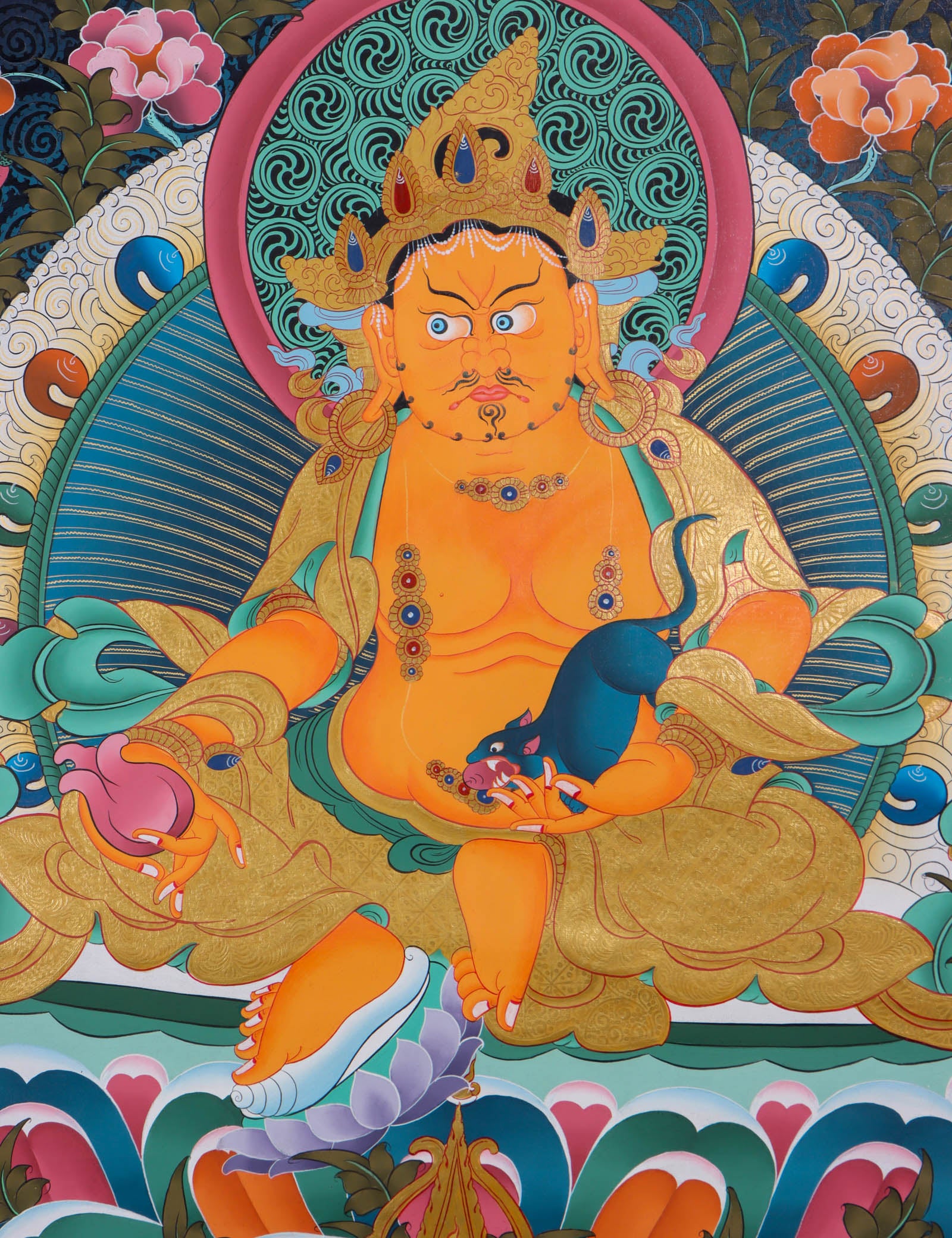 Zambala for prosperity- High Quality Thangka