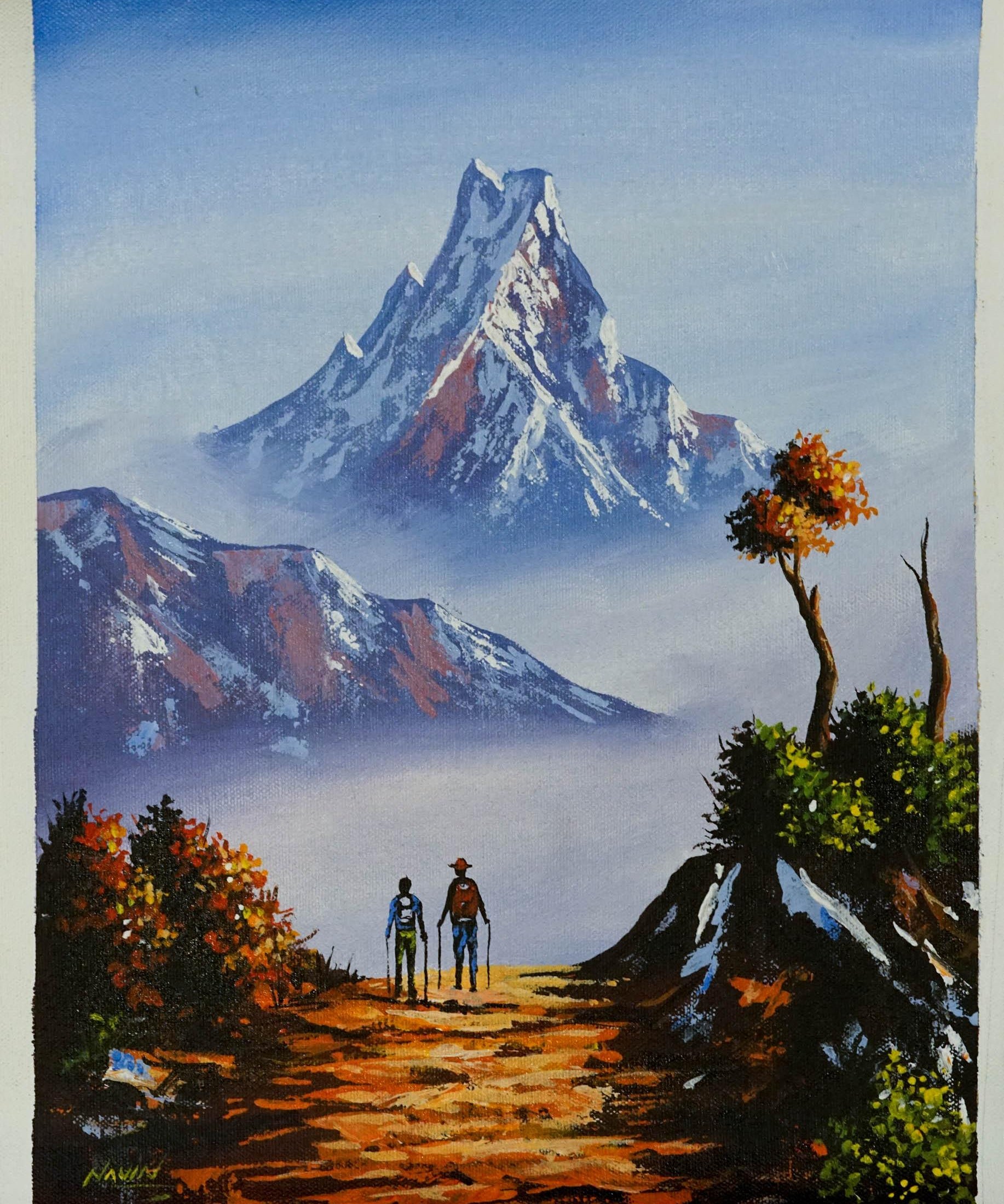 Handmade painting of Mount Fishtail, Pokhara - Himalayas Shop