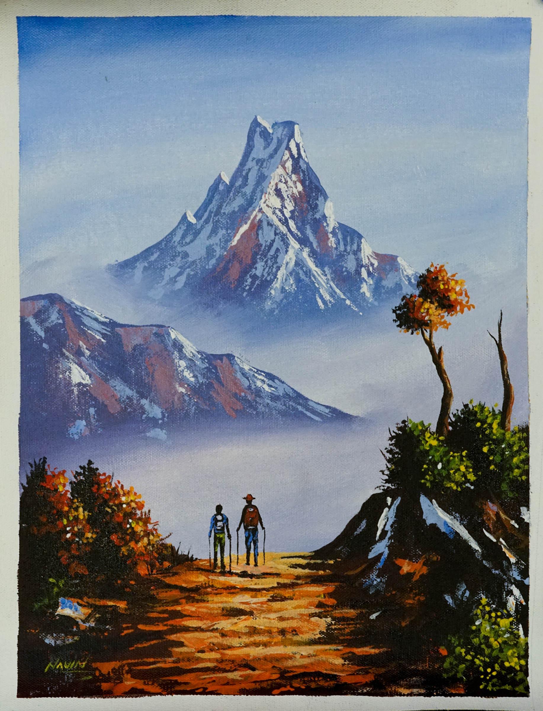 Handmade painting of Mount Fishtail, Pokhara - Himalayas Shop