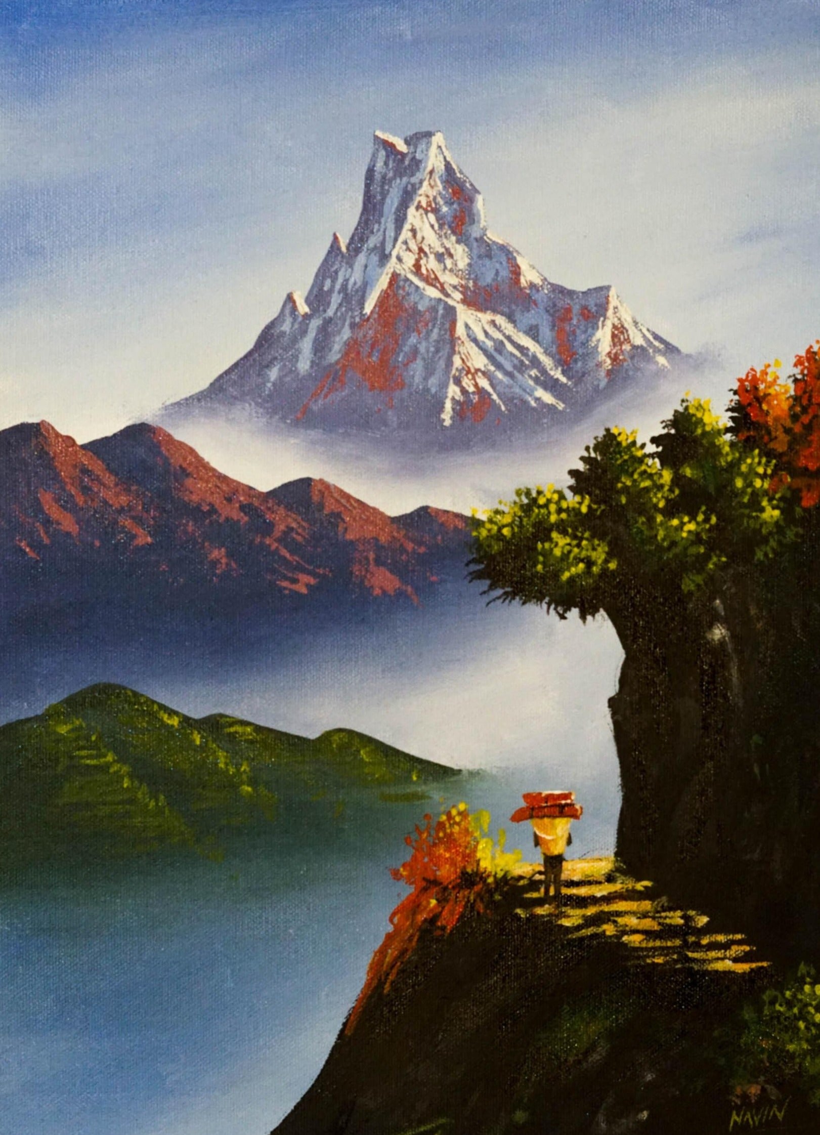Himalayas Original painting of Mount Machhapuchhre - Himalayas Shop