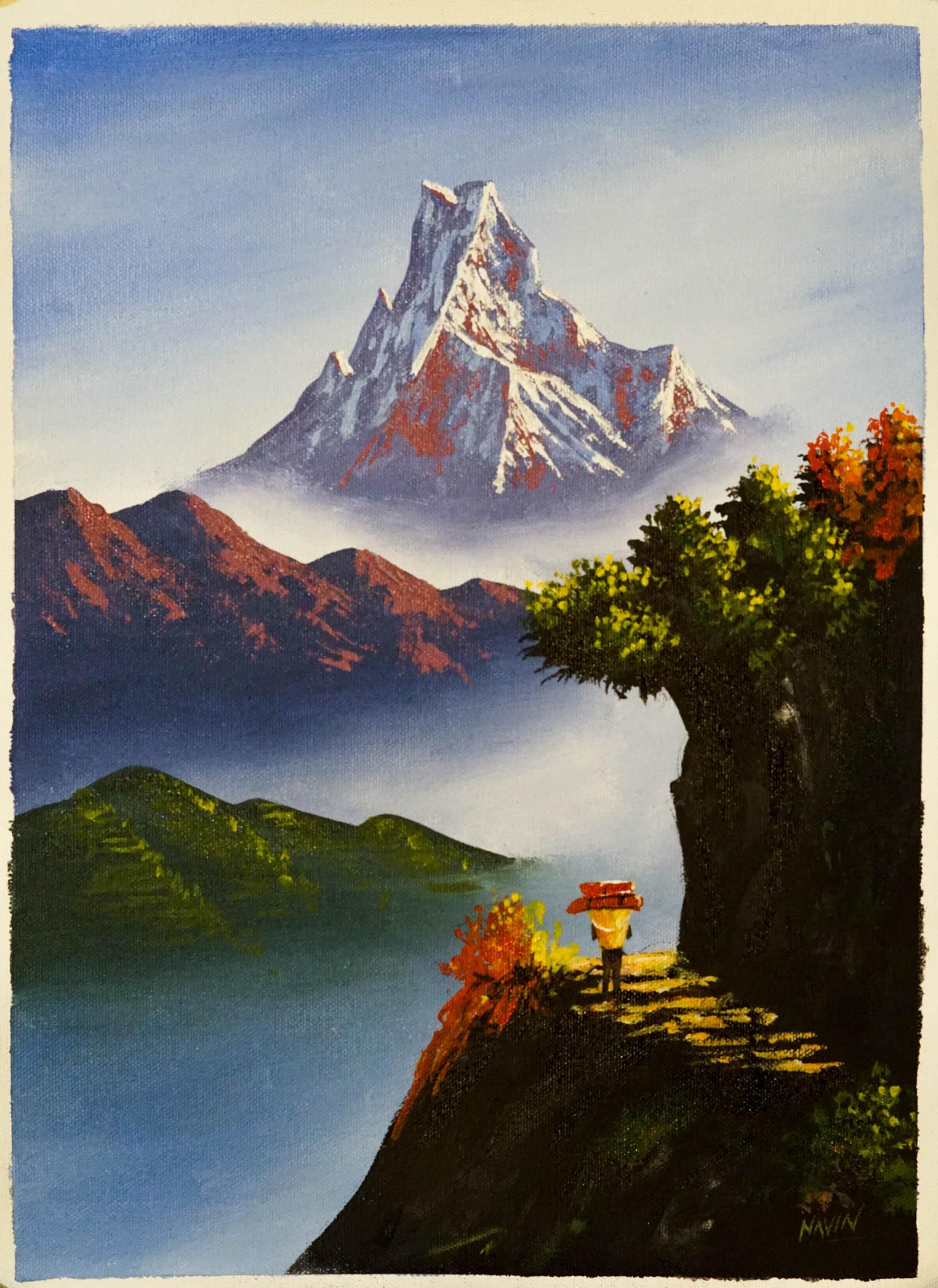 Himalayas Original painting of Mount Machhapuchhre - Himalayas Shop