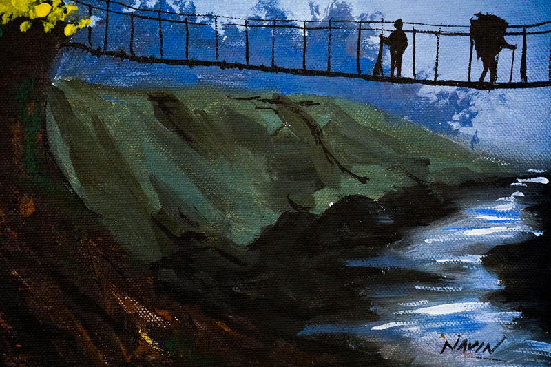 Oil Painting of Ghandruk with Annapurna Range scenerio - Himalayas Shop