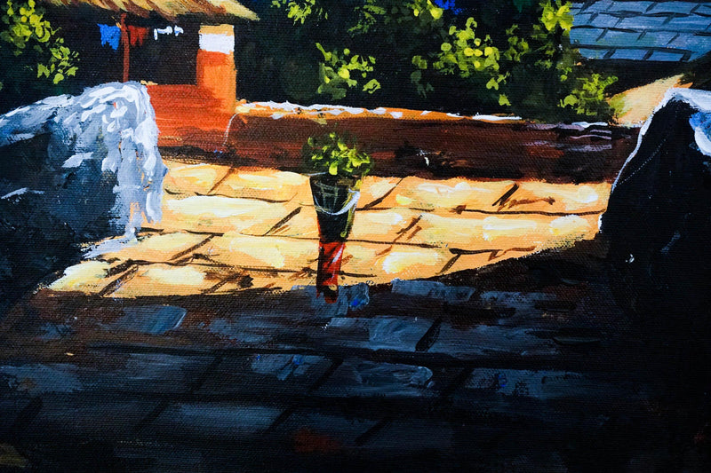 Oil Painting of Ghandruk with Annapurna Range scenerio - Himalayas Shop
