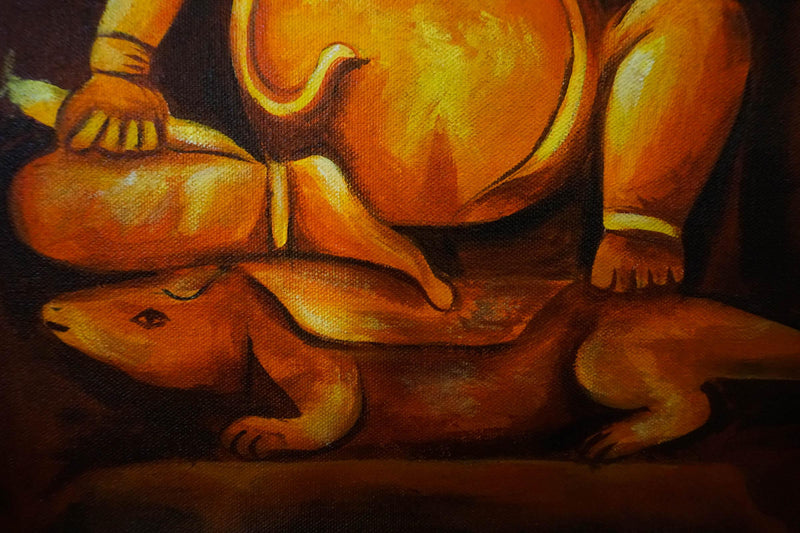 Oil painting of Lord Ganesh - Himalayas Shop