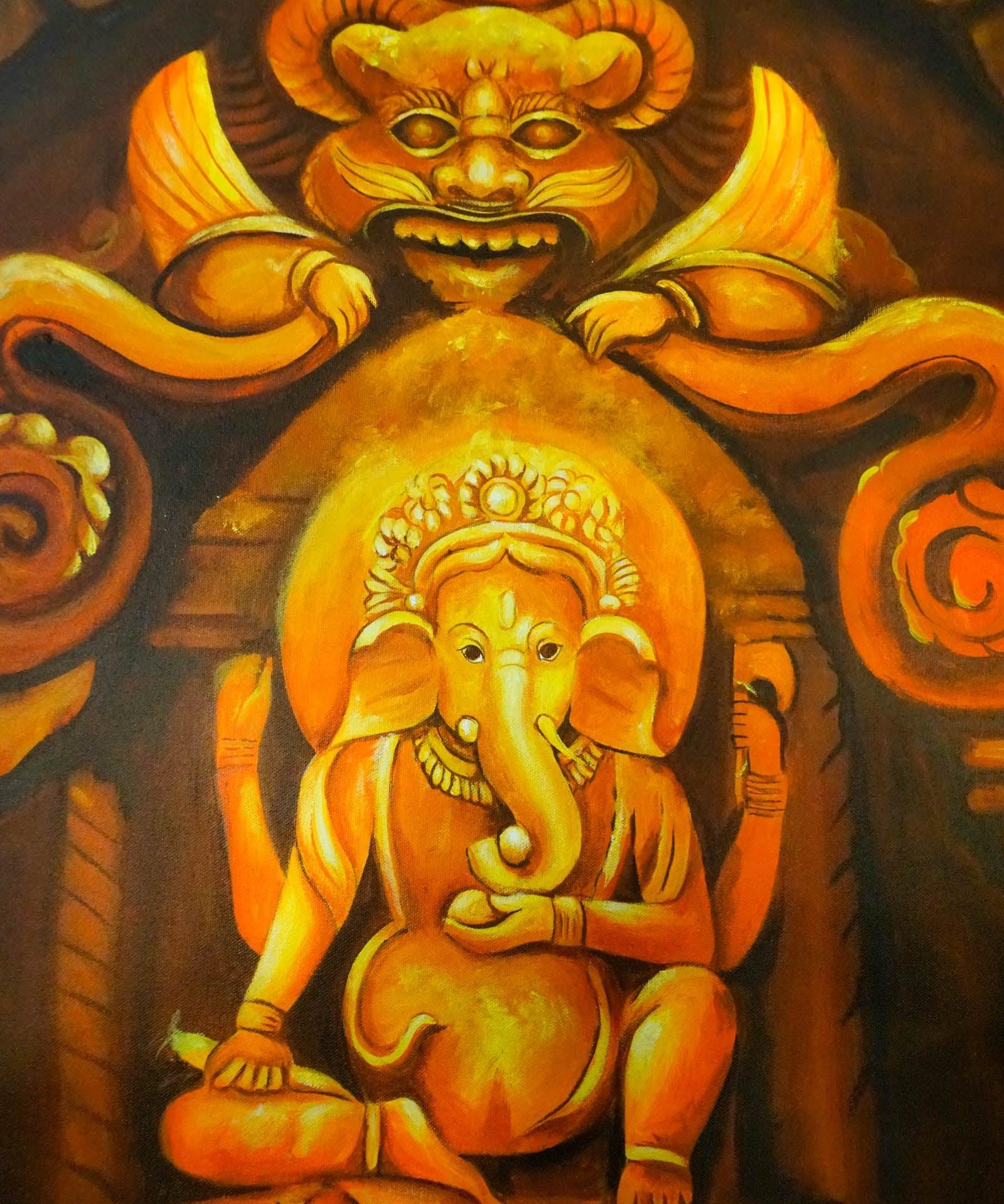 Oil painting of Lord Ganesh - Himalayas Shop