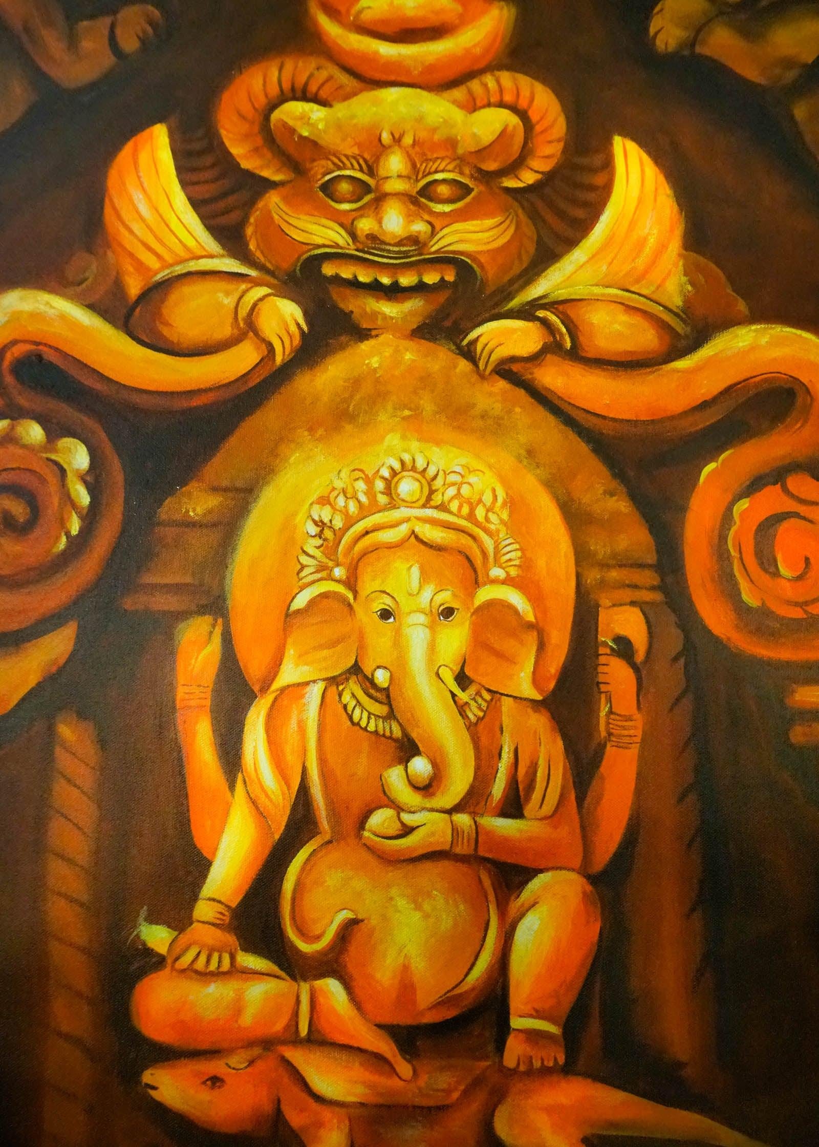 Oil painting of Lord Ganesh - Himalayas Shop