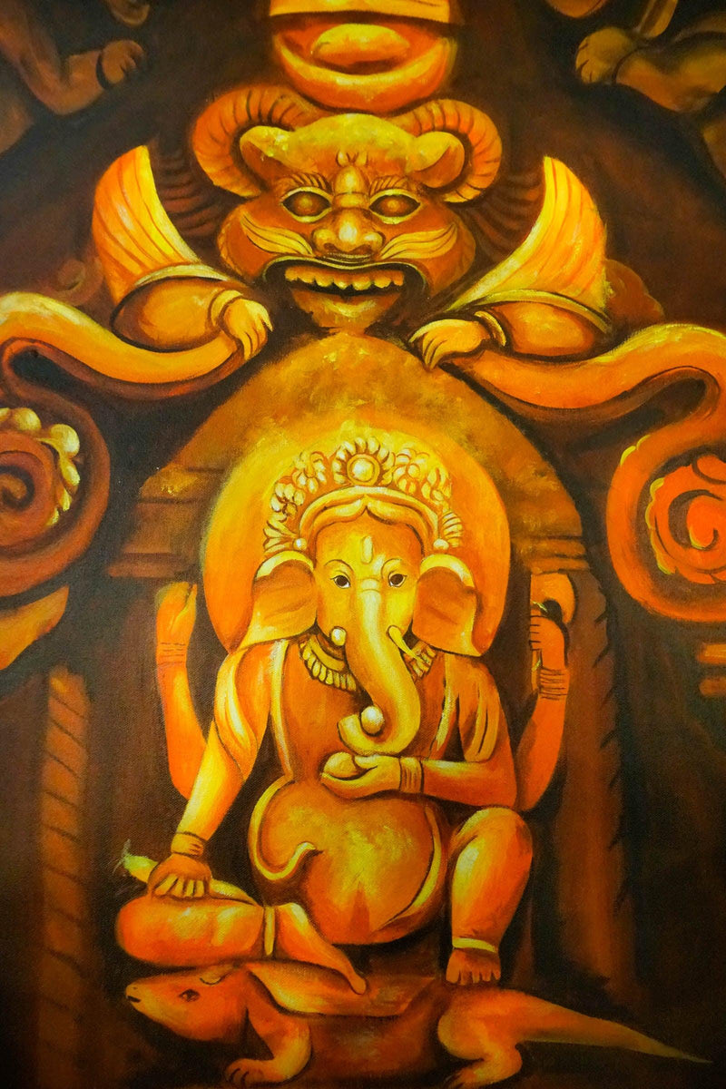 Oil painting of Lord Ganesh - Himalayas Shop
