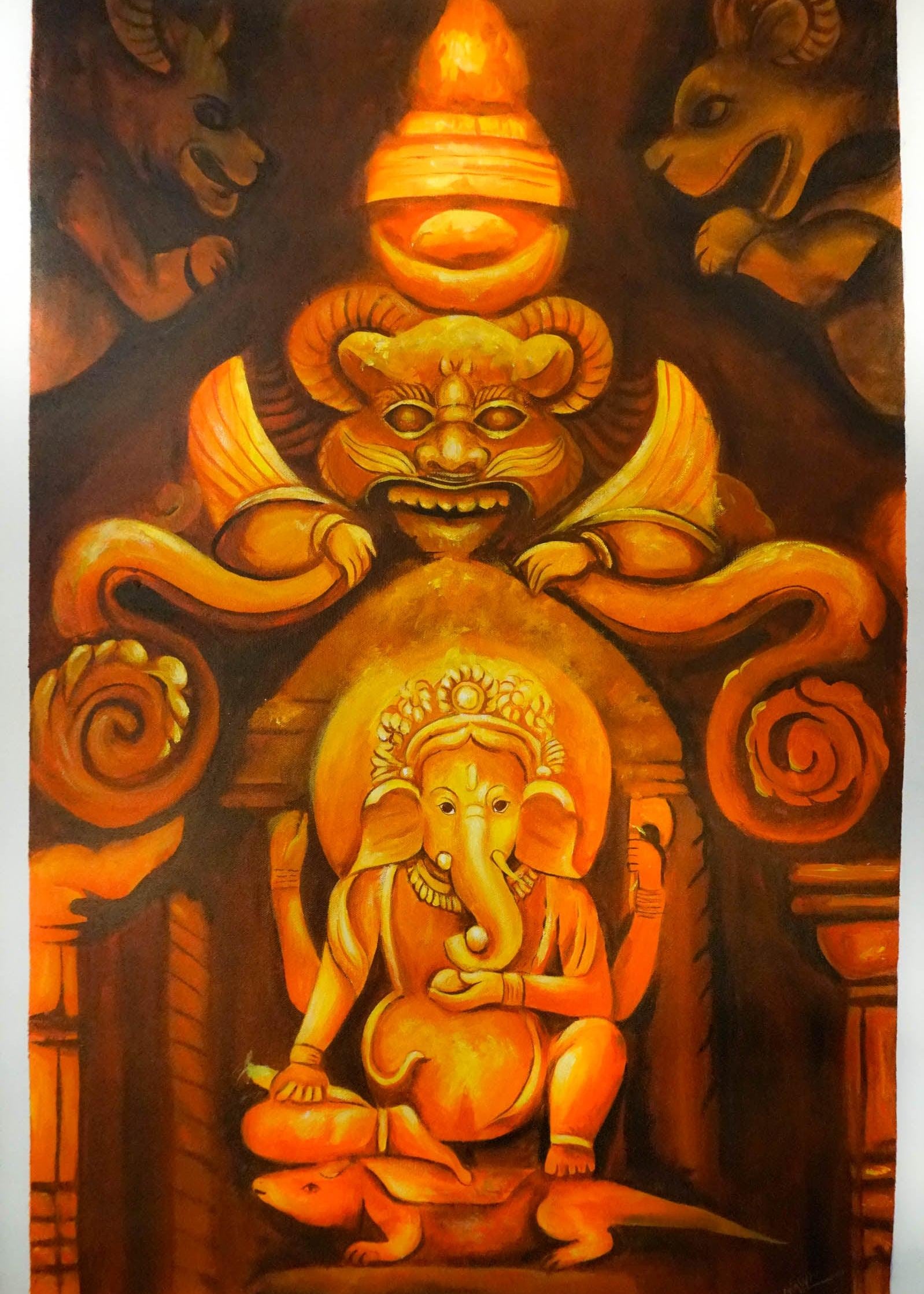 Oil painting of Lord Ganesh - Himalayas Shop