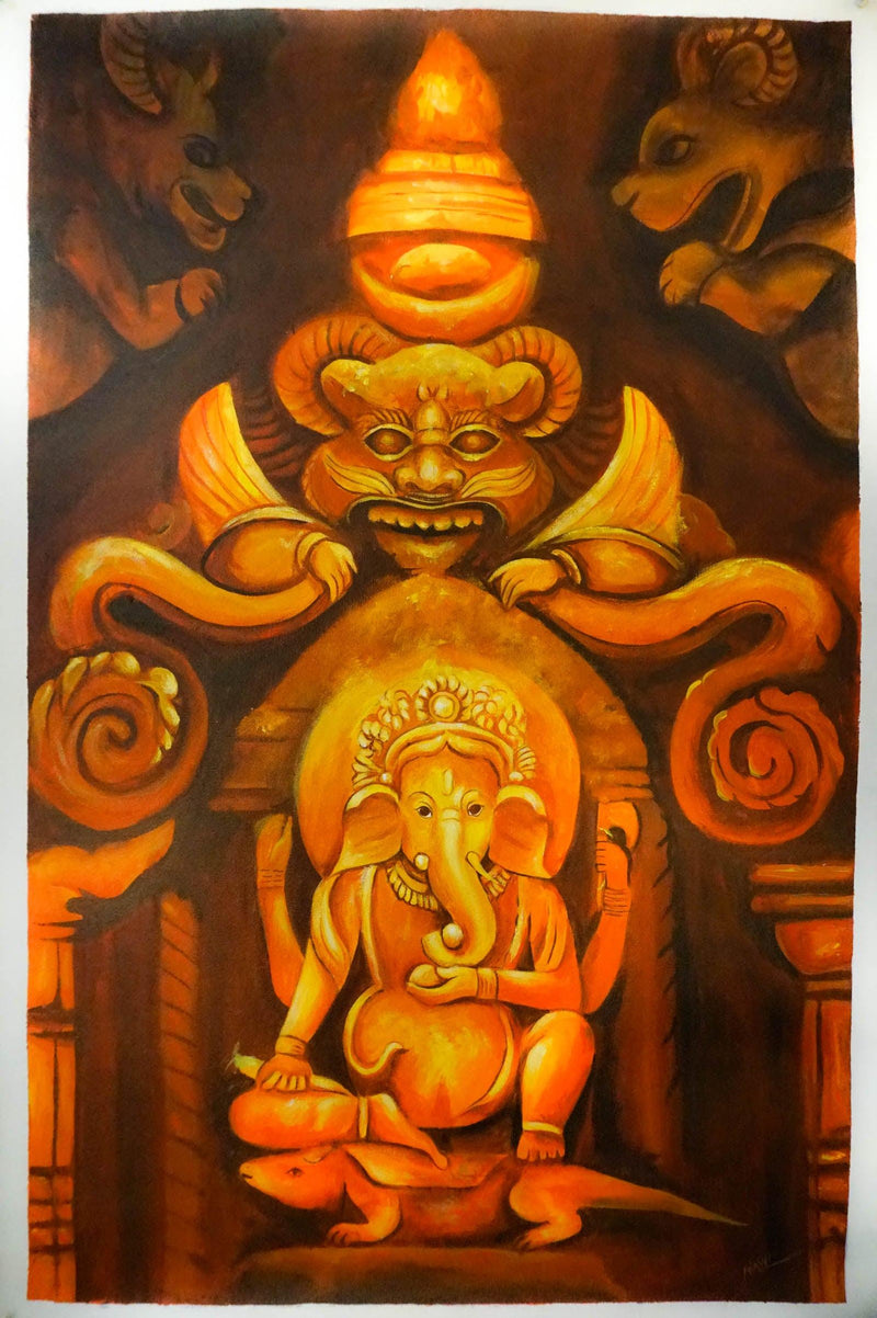Oil painting of Lord Ganesh - Himalayas Shop