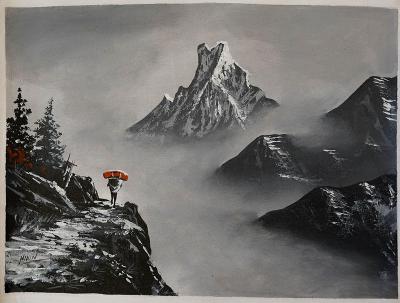 Mount Fishtail painted on canvas - Himalayas Shop