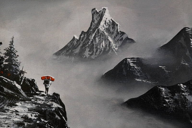 Mount Fishtail painted on canvas - Himalayas Shop