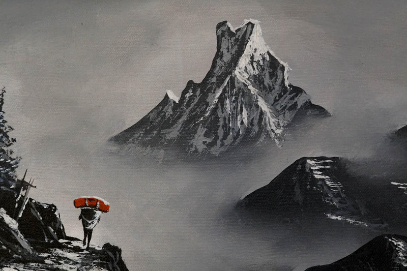 Mount Fishtail painted on canvas - Himalayas Shop