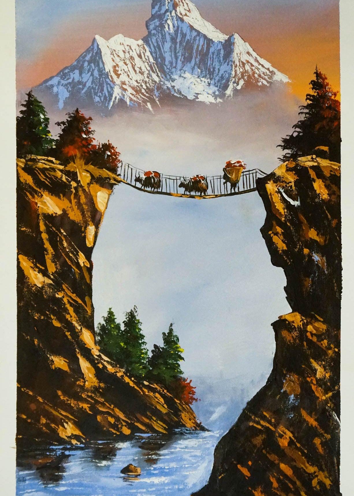 Acrylic Painting of Mountain Ama Dablam, Nepal - Himalayas Shop