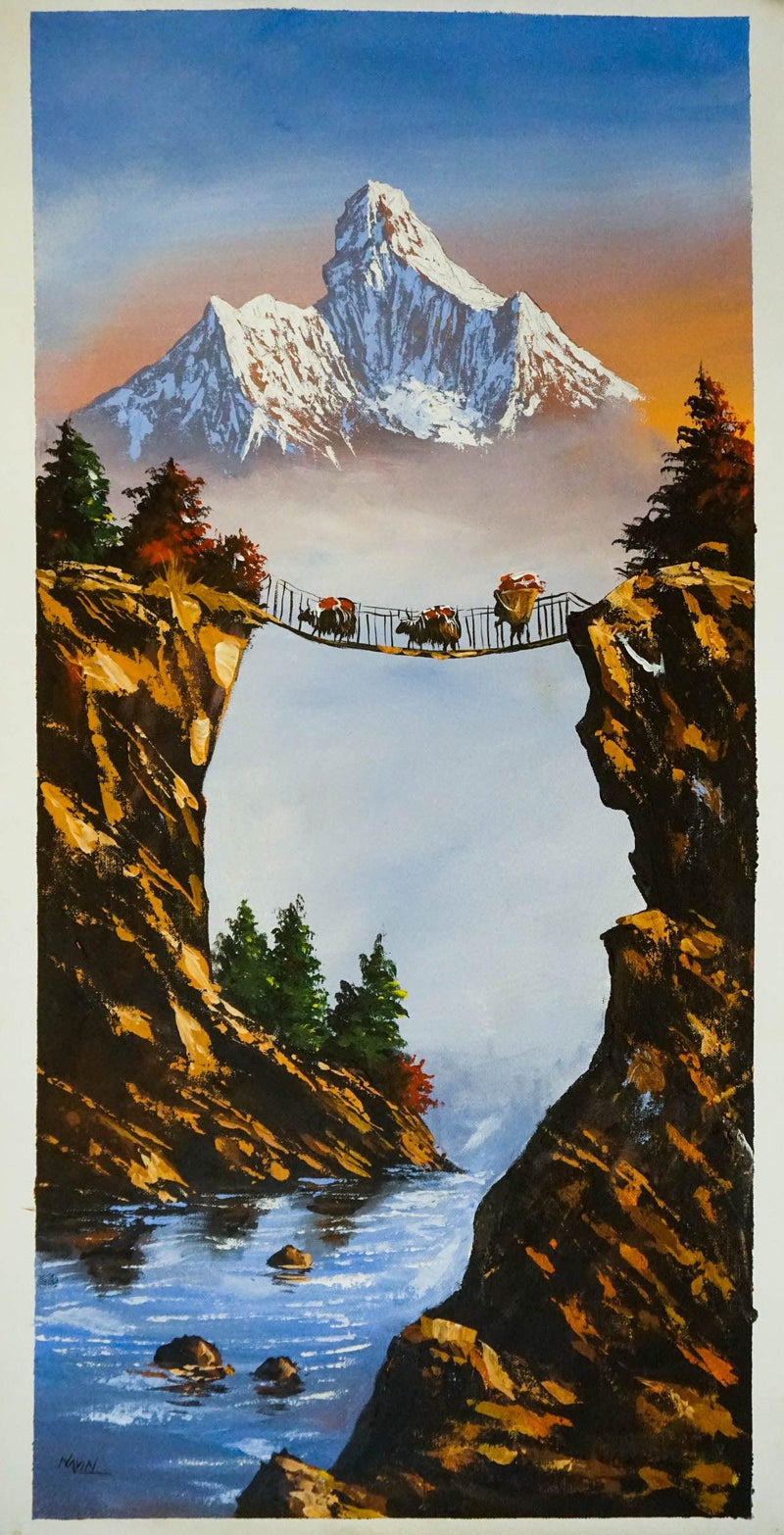 Acrylic Painting of Mountain Ama Dablam, Nepal - Himalayas Shop