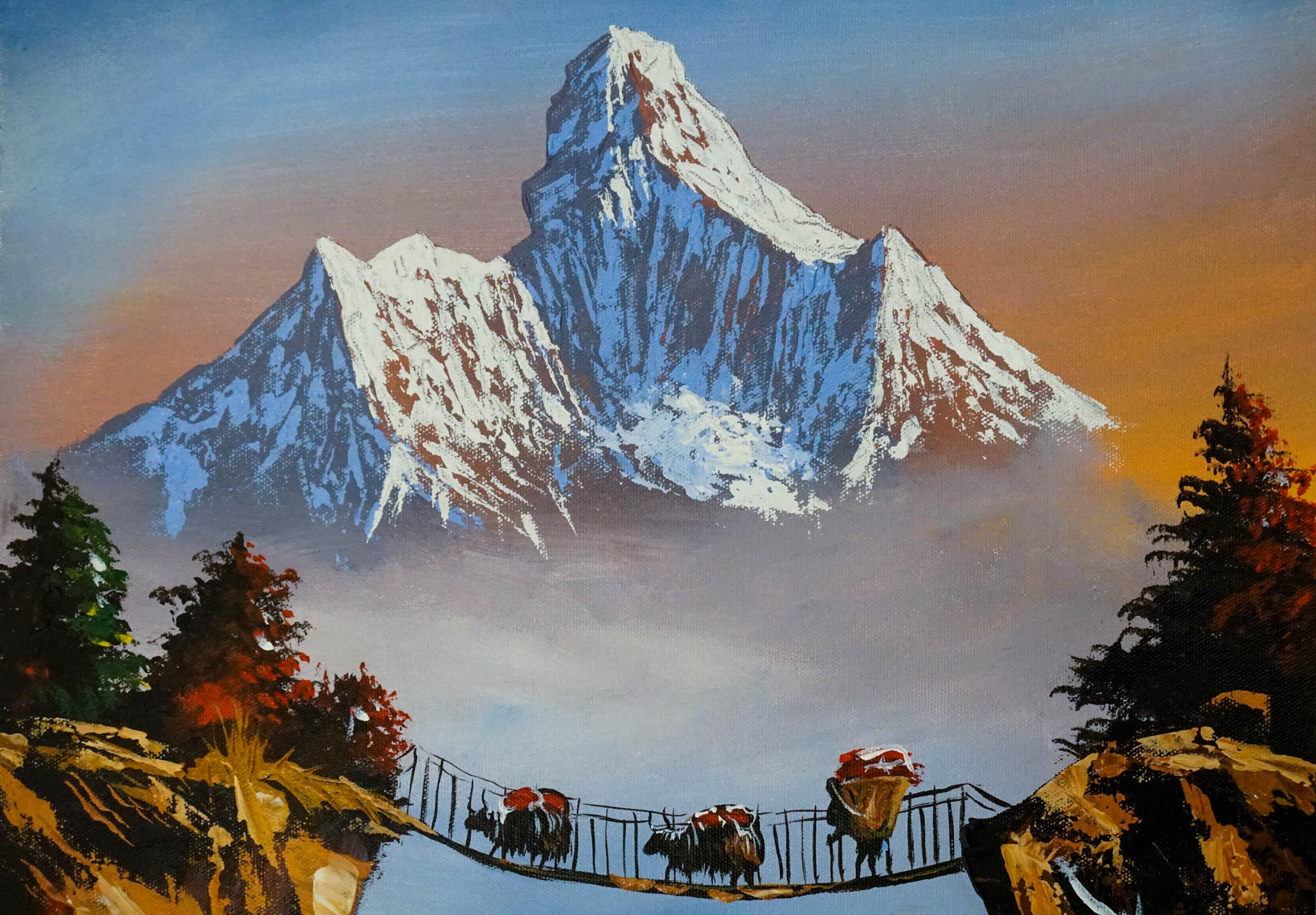 Acrylic Painting of Mountain Ama Dablam, Nepal - Himalayas Shop