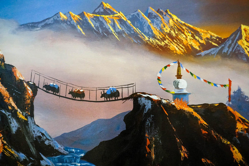 Everest Range with Ama Dablam original handmade painting - Himalayas Shop
