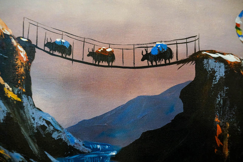 Everest Range with Ama Dablam original handmade painting - Himalayas Shop