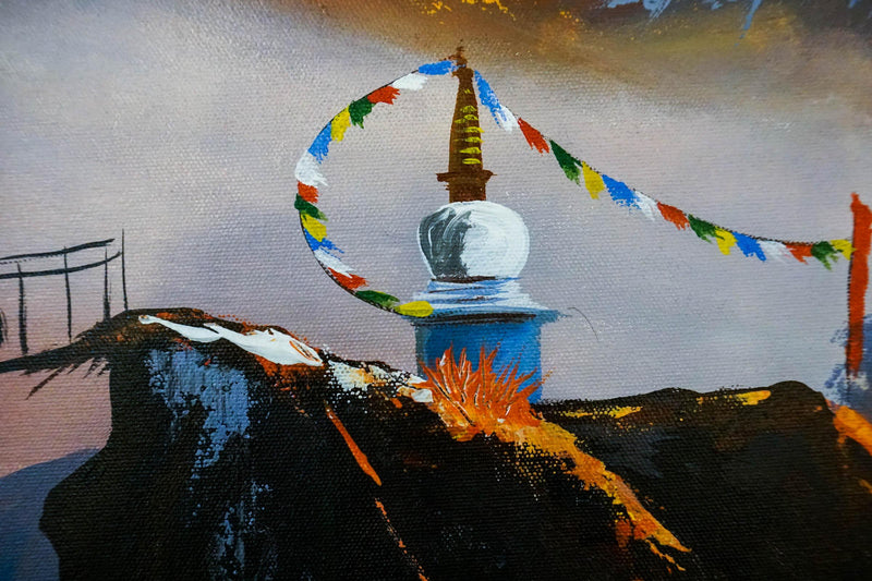 Everest Range with Ama Dablam original handmade painting - Himalayas Shop